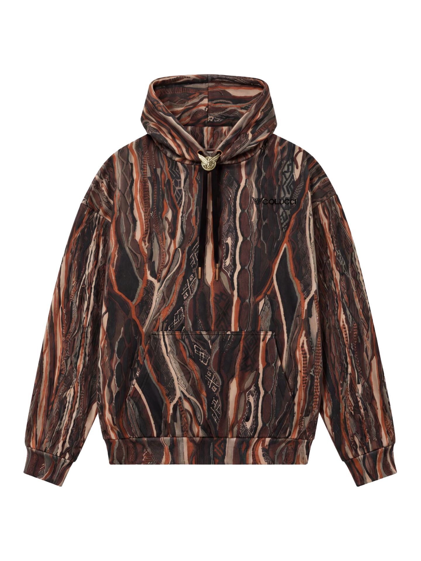 Carlo Colucci Alloverprint Kapuzenpullover - S Braun