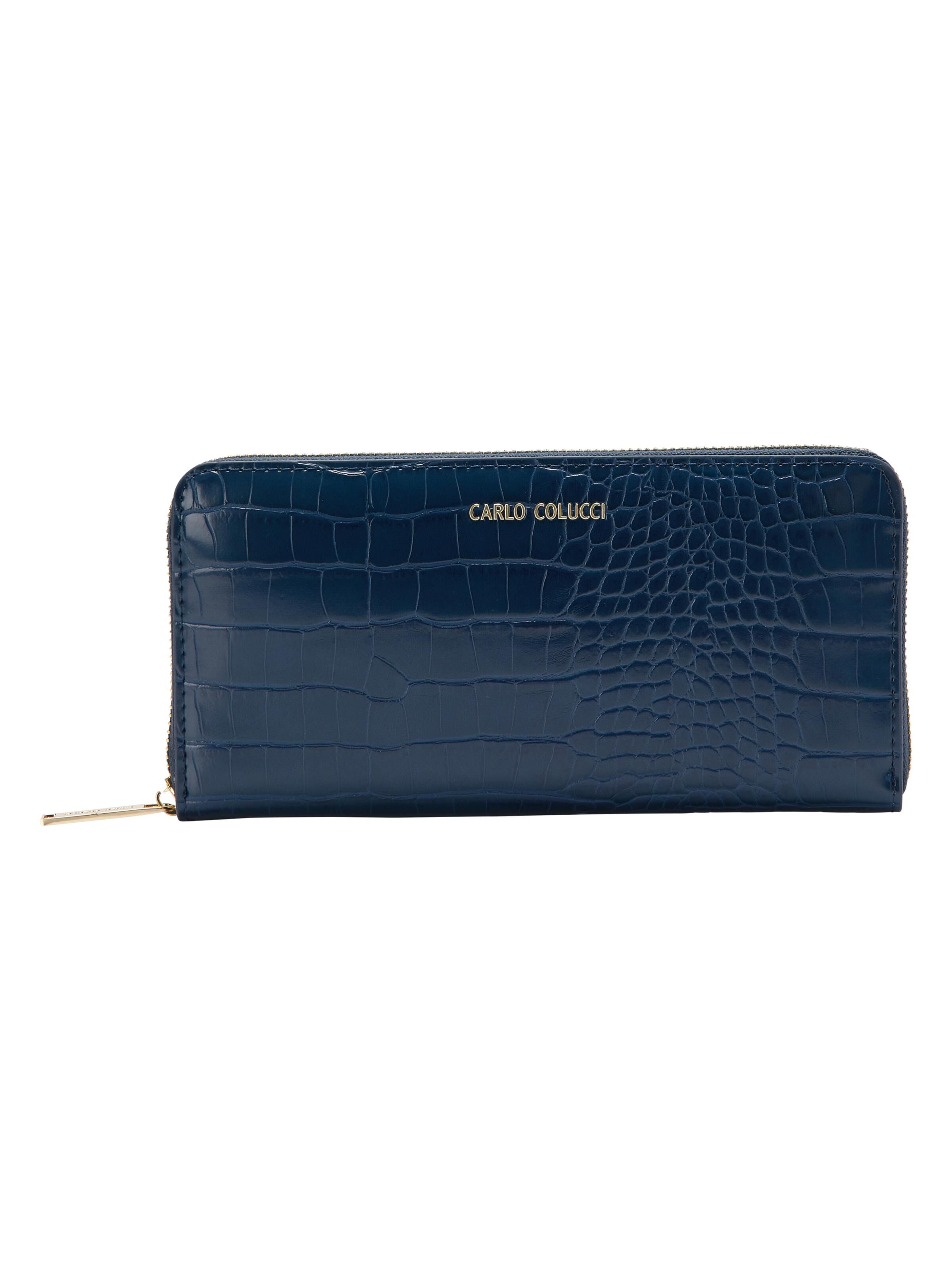 Carlo Colucci Geldbörse mit goldenen Details - Navy