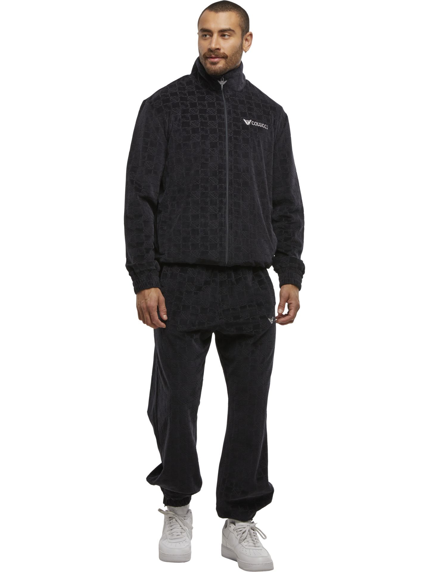 Men's velour tracksuit jacket | Black | M | CL-C325-014-1-M