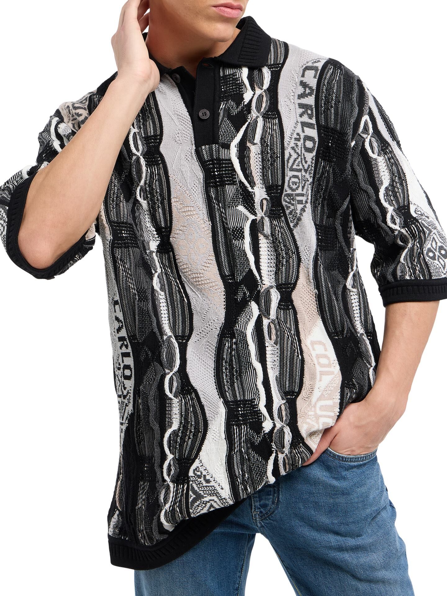 Oversize Strick Poloshirt - 3D Knit