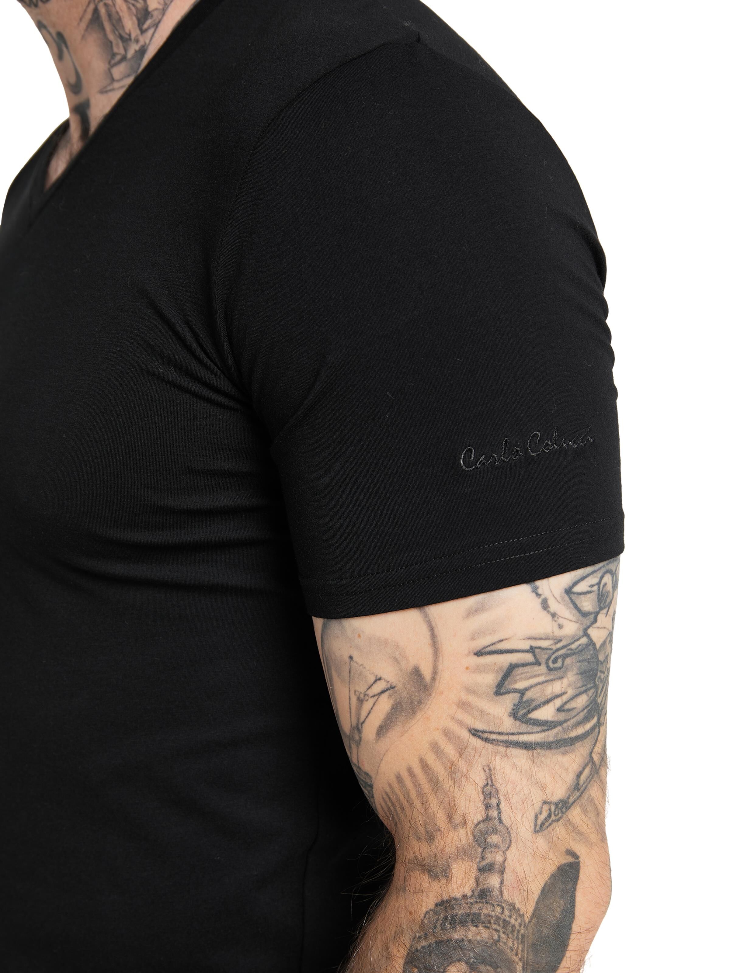 V-neck T-Shirt mit aufwendiger Stickerei