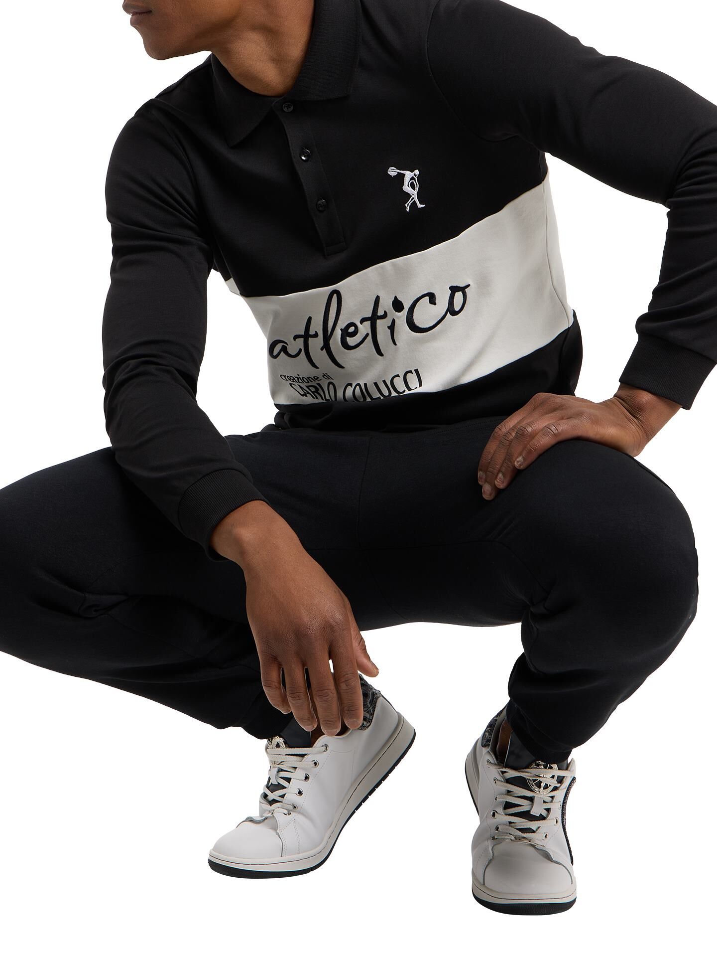 CARLO COLUCCI Atletico longsleeve poloshirt | Black | M | CC-0966