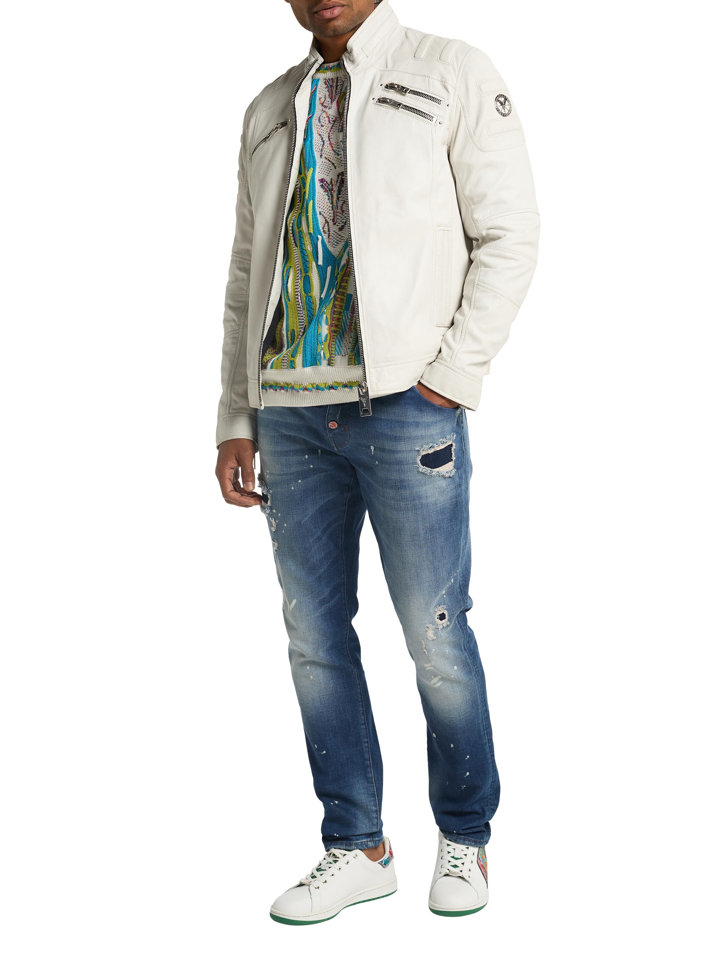 Lederjacke im Bikerstil