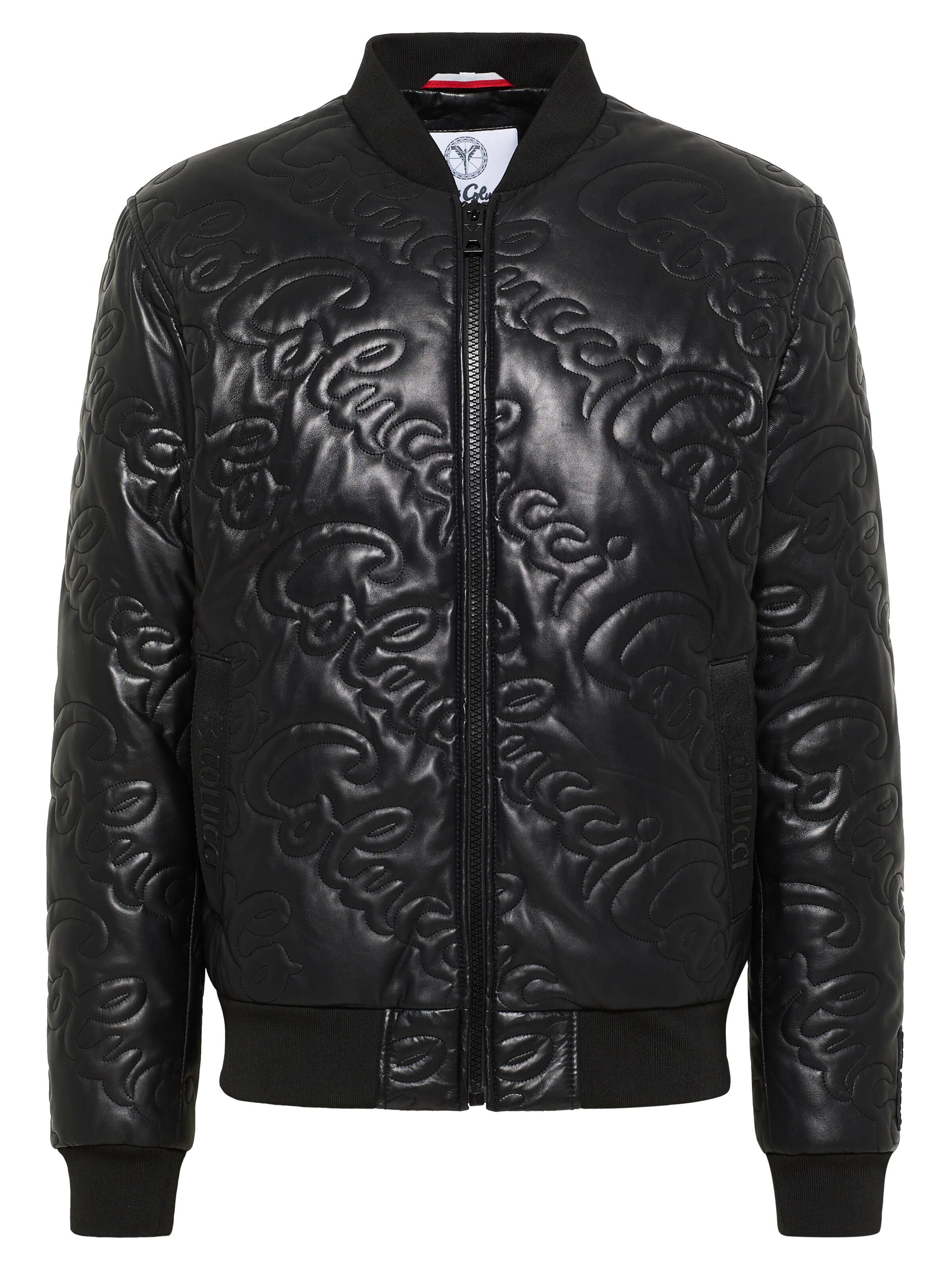 Padded leather blouson