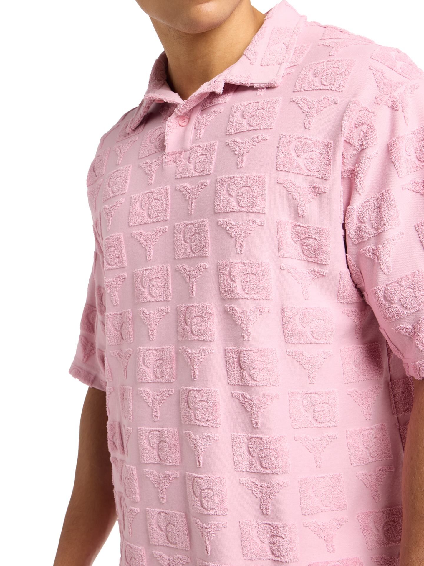  Oversize Poloshirt mit Frotteeinsätzen