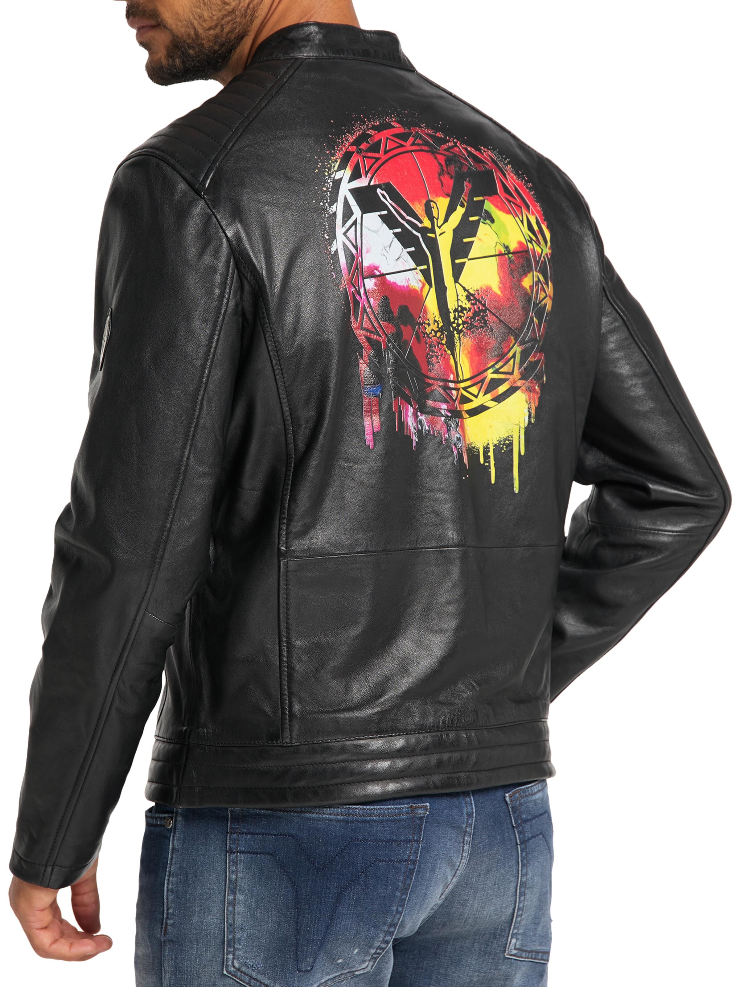 Herren Lederjacke mit Rückprint