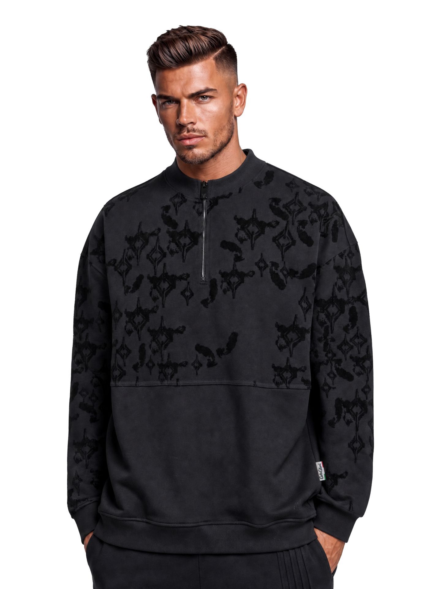  Oversize Troyer mit Flockprint - Soft Impact