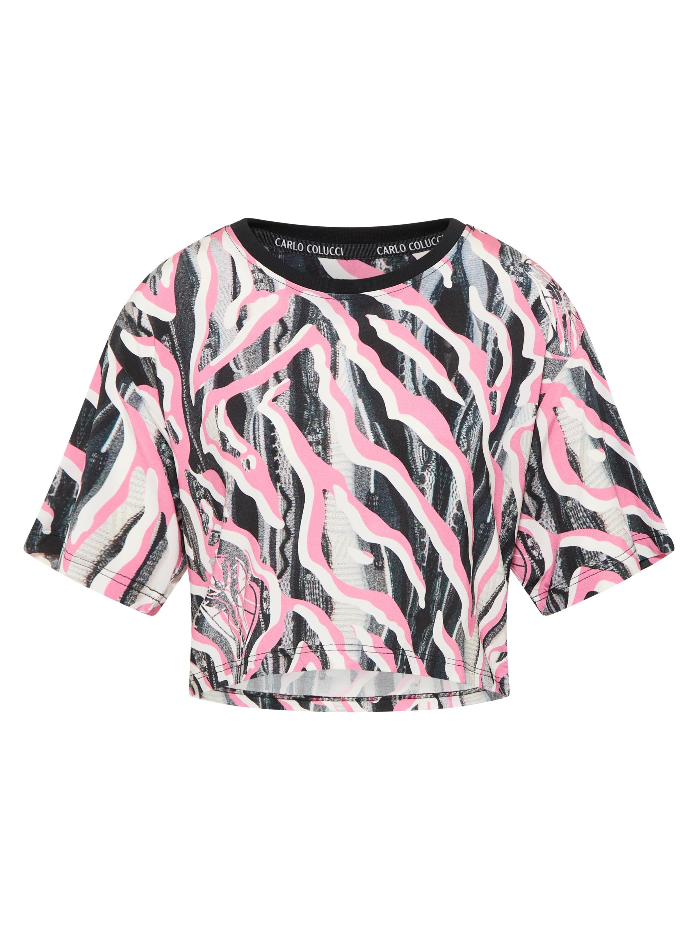 Allover print over size crop T-Shirt
