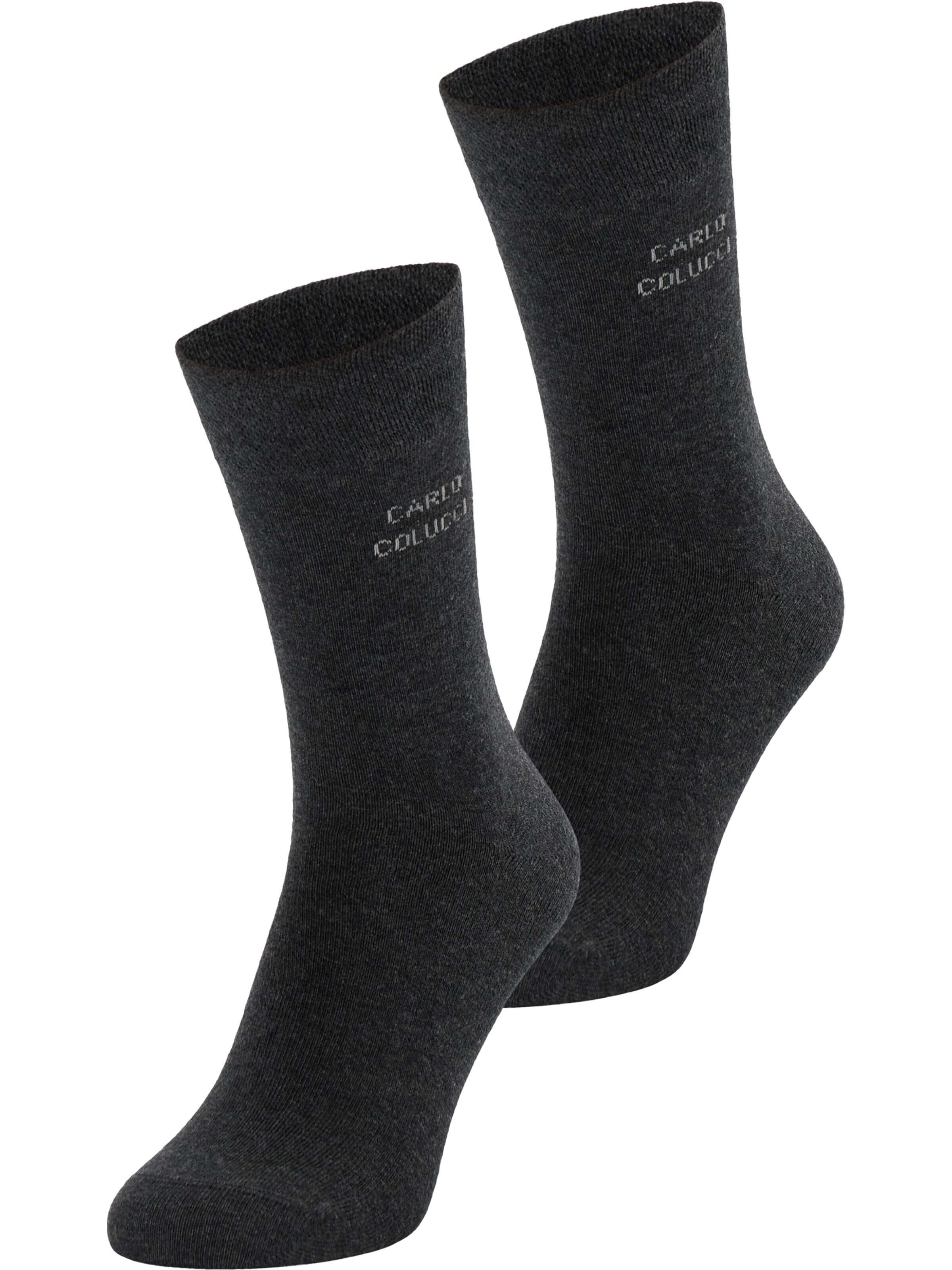 Carlo Colucci Hochwertige Baumwollsocke NAPOLI 2er Pack - 43-46 Anthrazit Meliert