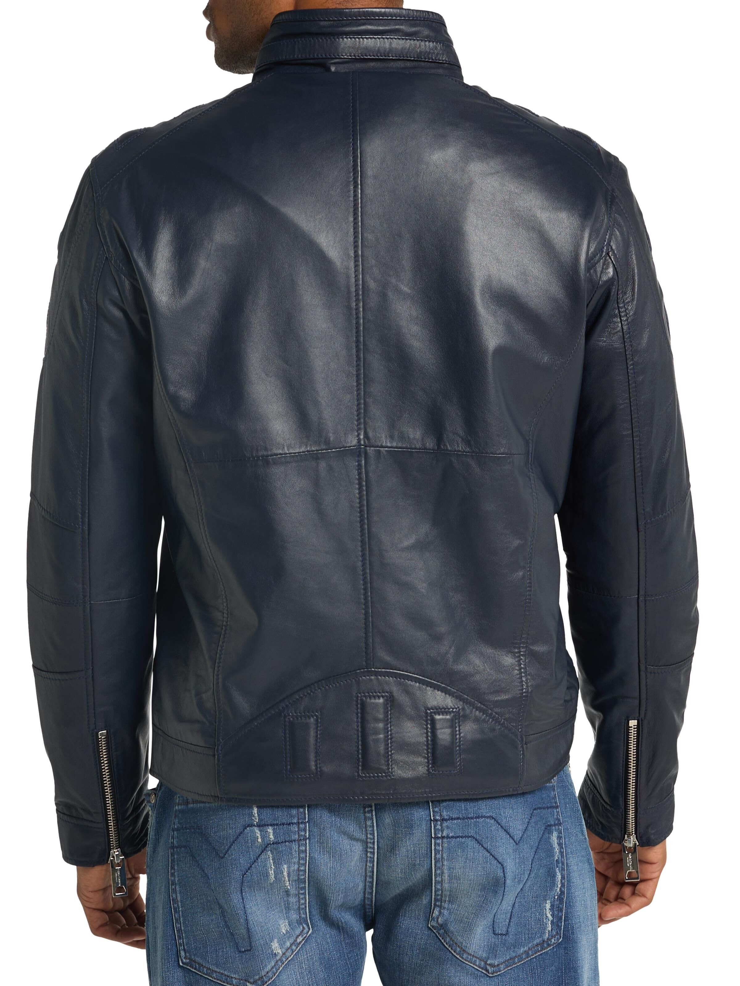 Lederjacke im Bikerstil Navy L CC-201789-10-L