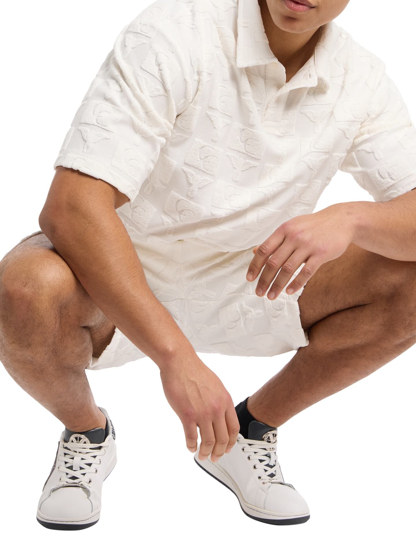  Oversize Poloshirt mit Frotteeinsätzen