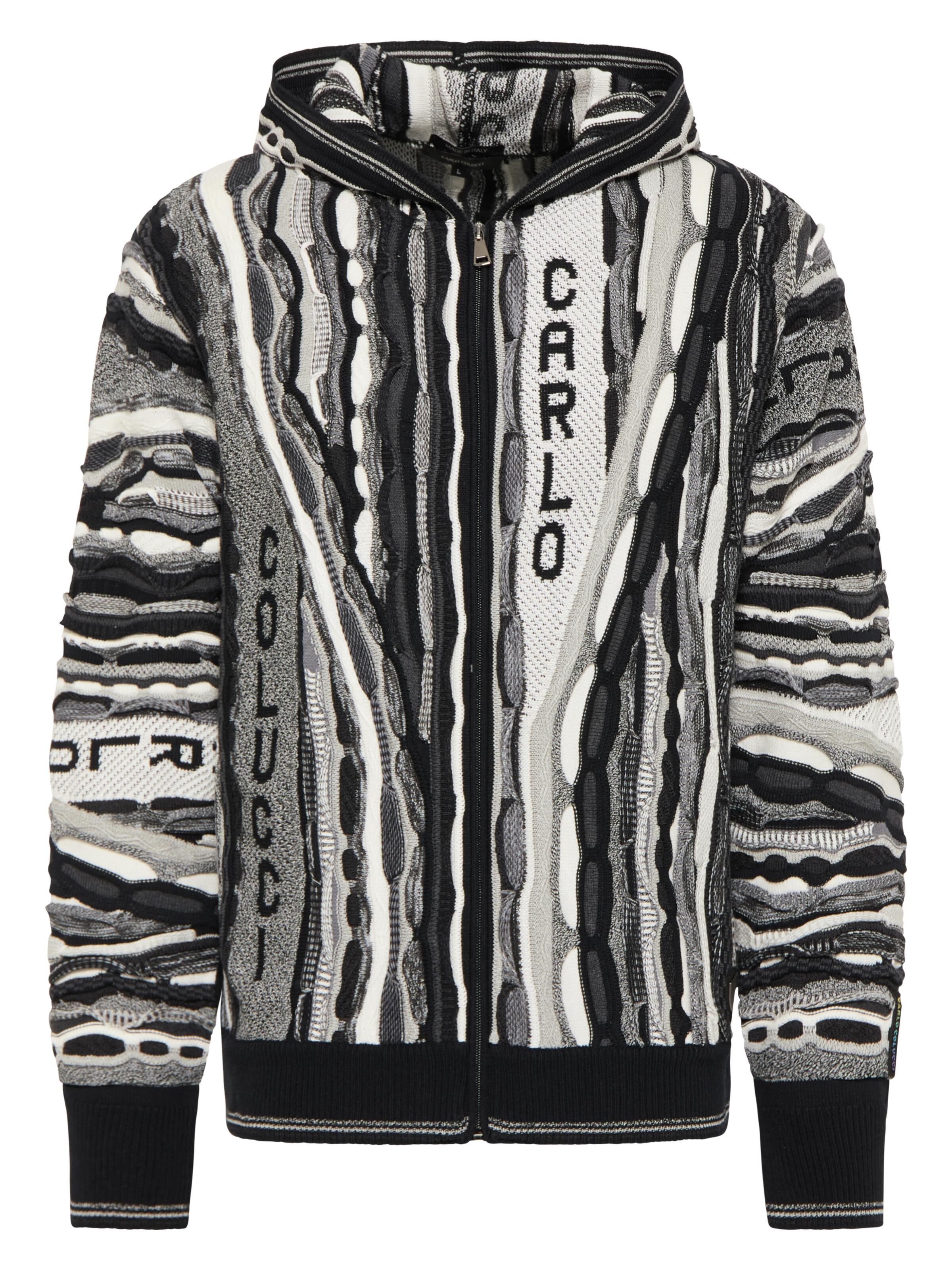 Knit jacket with hood Black XS DAH-C14001-201-XS