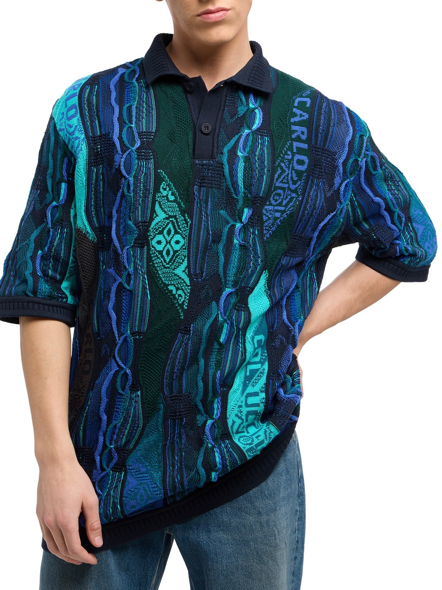 Oversize Strick Poloshirt - 3D Knit