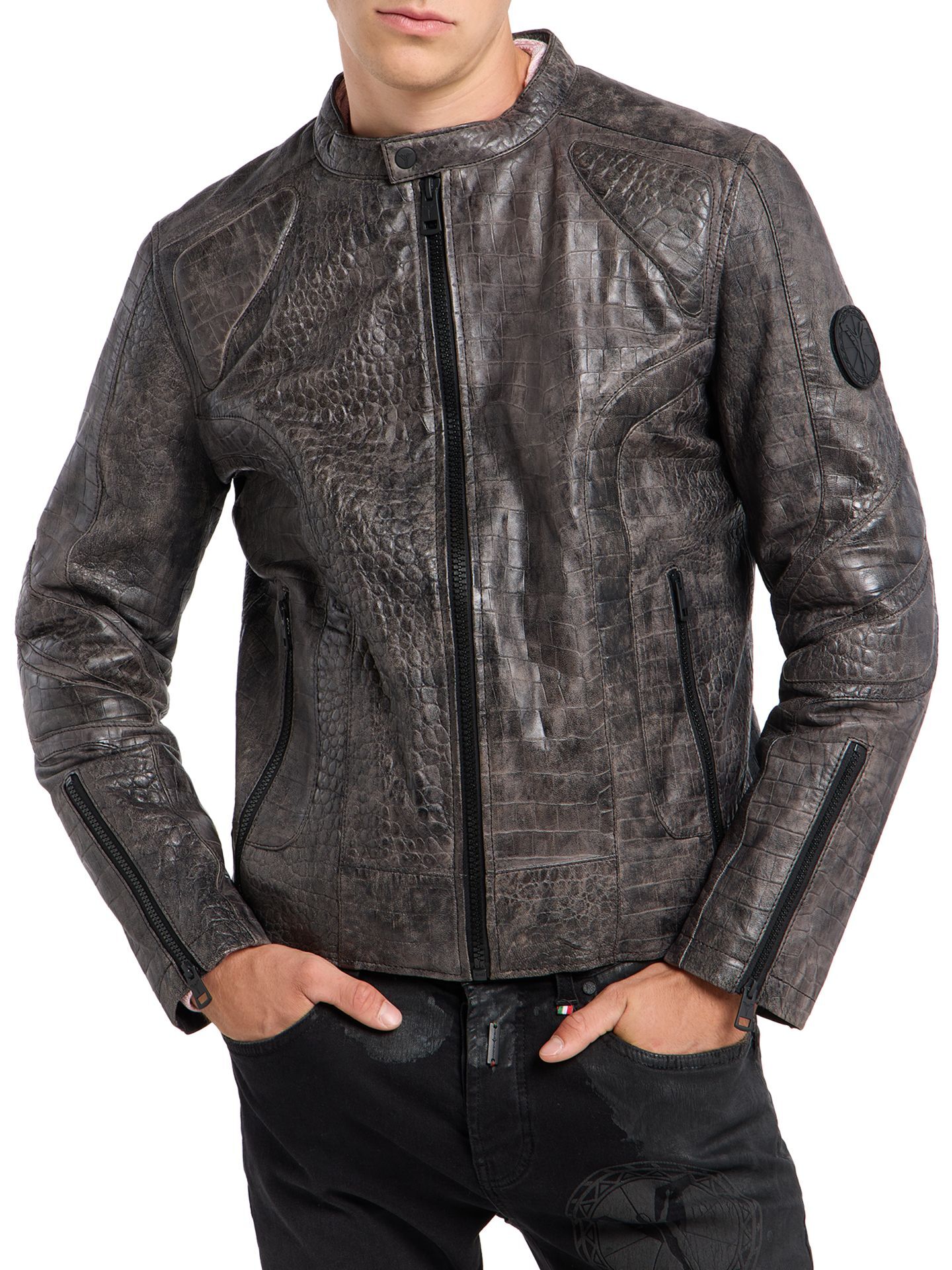 Lederjacke in Krokooptik