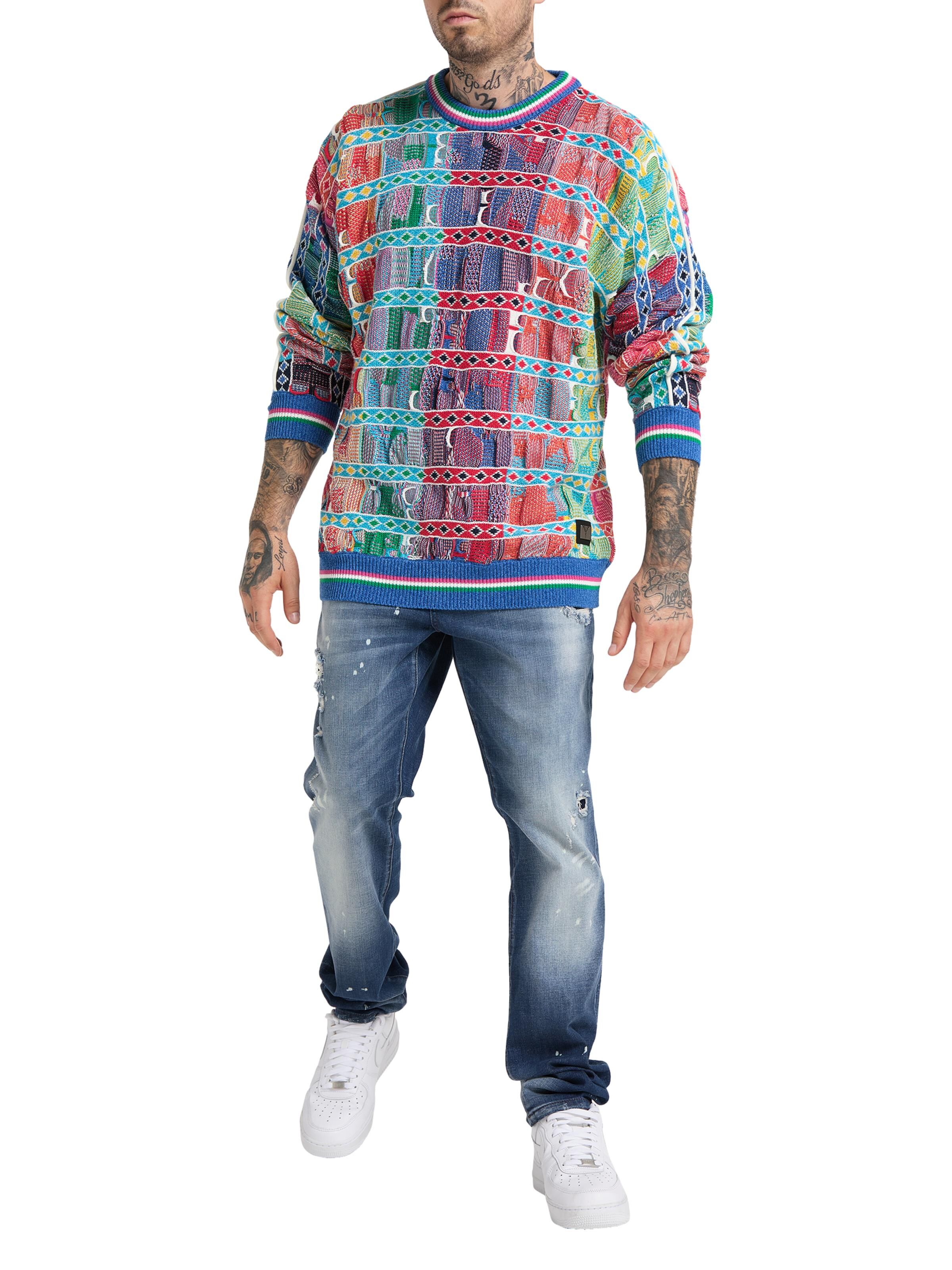 Rundhals Pullover mit Querstreifen in Oversize