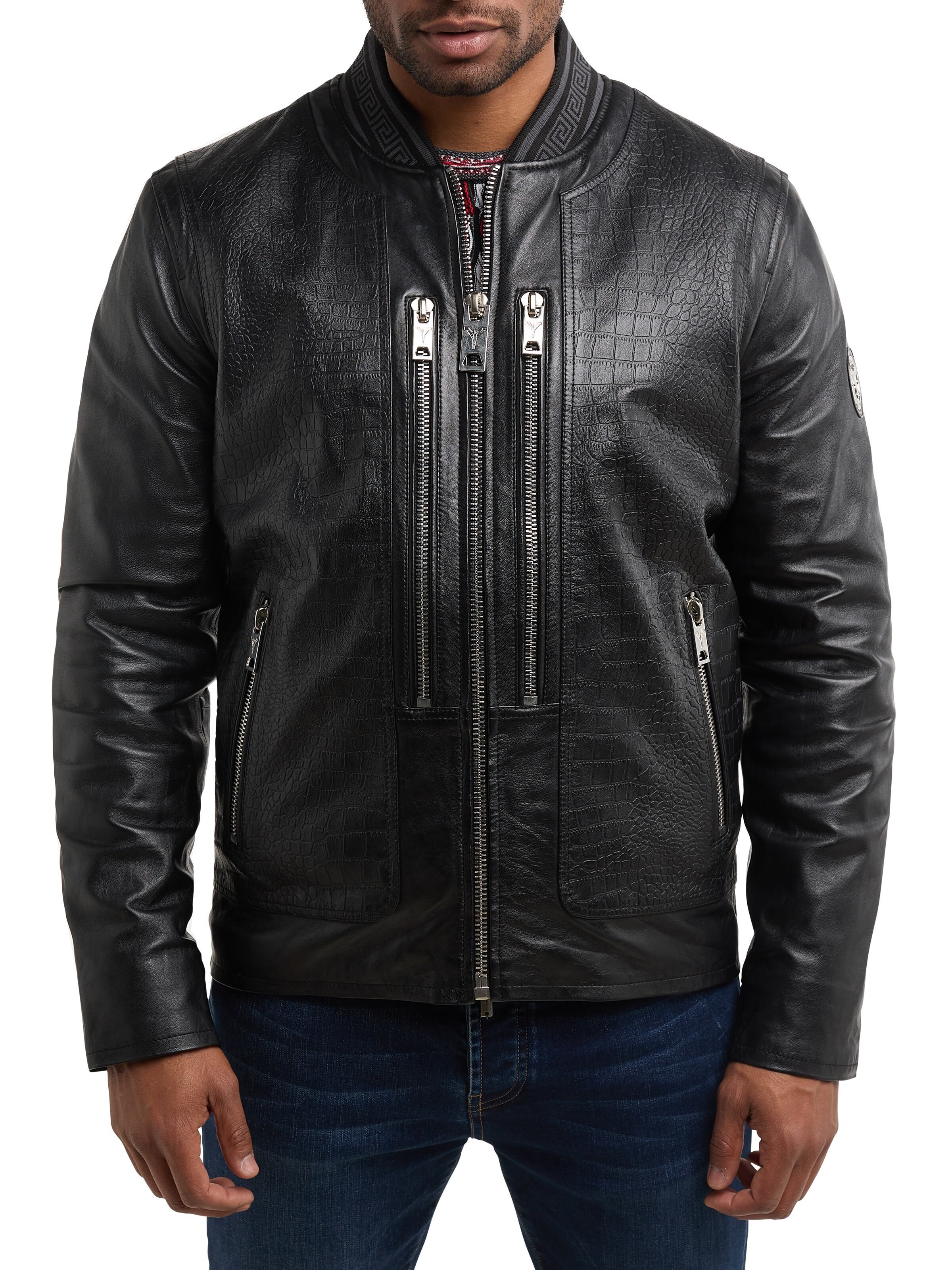 Leather jacket in croco design
