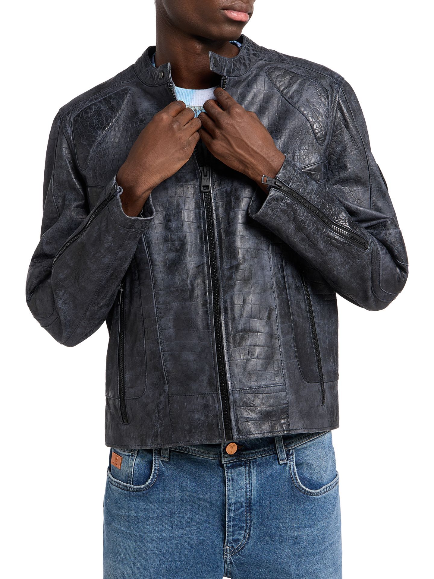 Lederjacke in Krokooptik