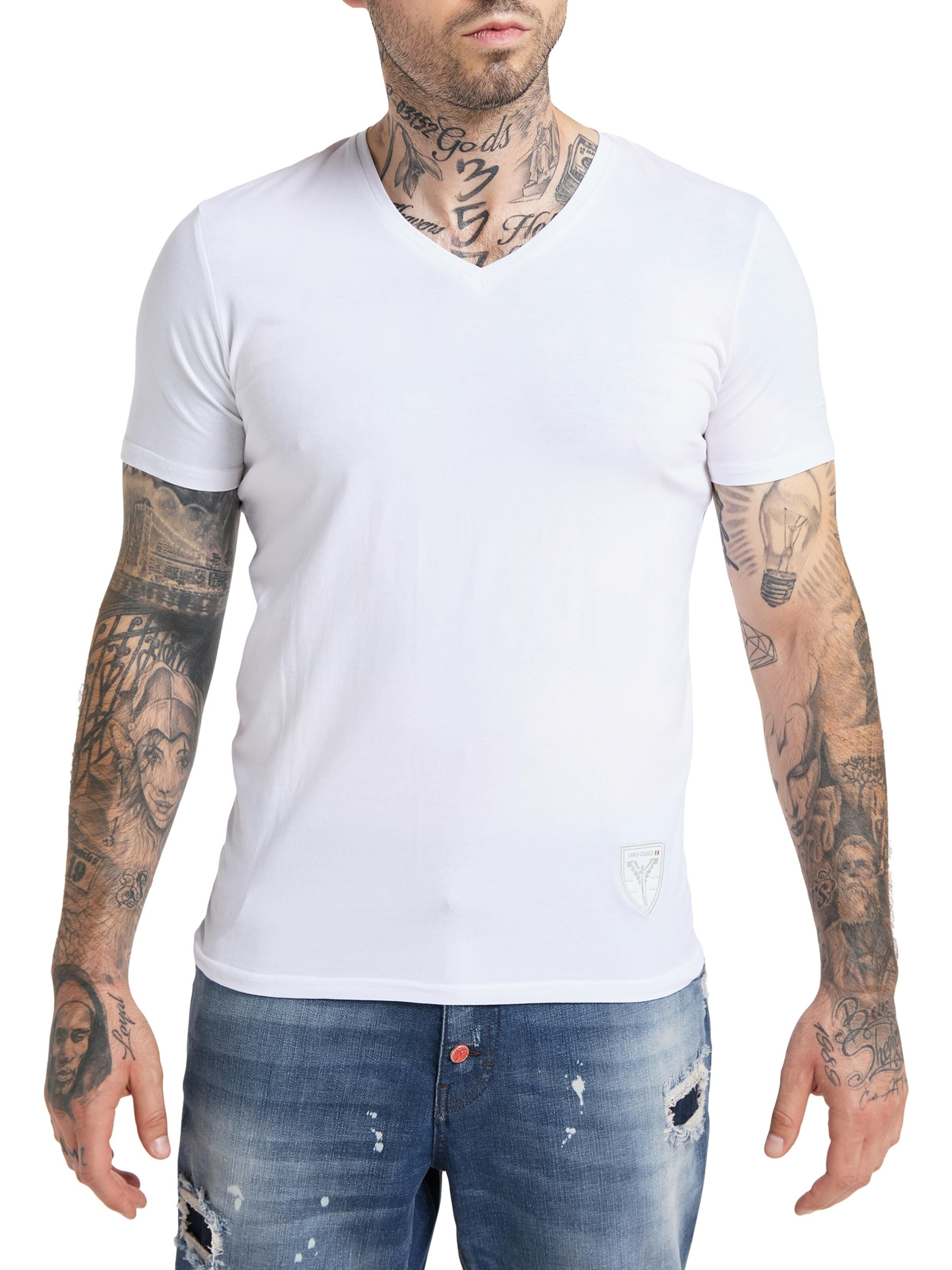 V-neck T-Shirt mit aufwendiger Stickerei