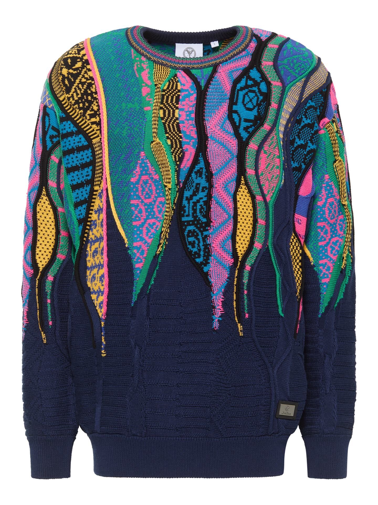 Mens Sweater Carlo Colucci Pullover Blue Knit Jumper Navy