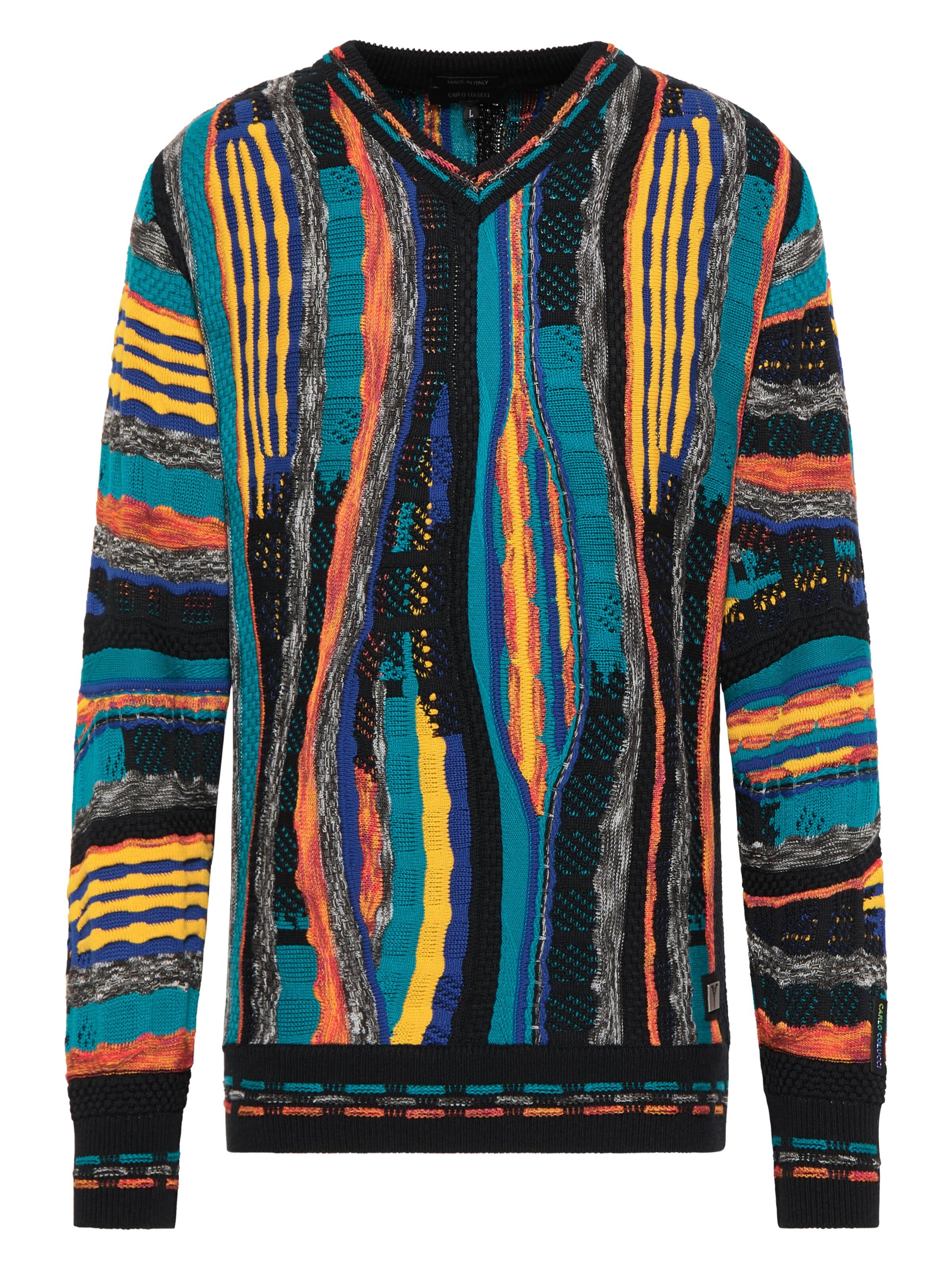 Vintage-Jacquard sweater | Navy / Red | L | DAH-C9909-101-L