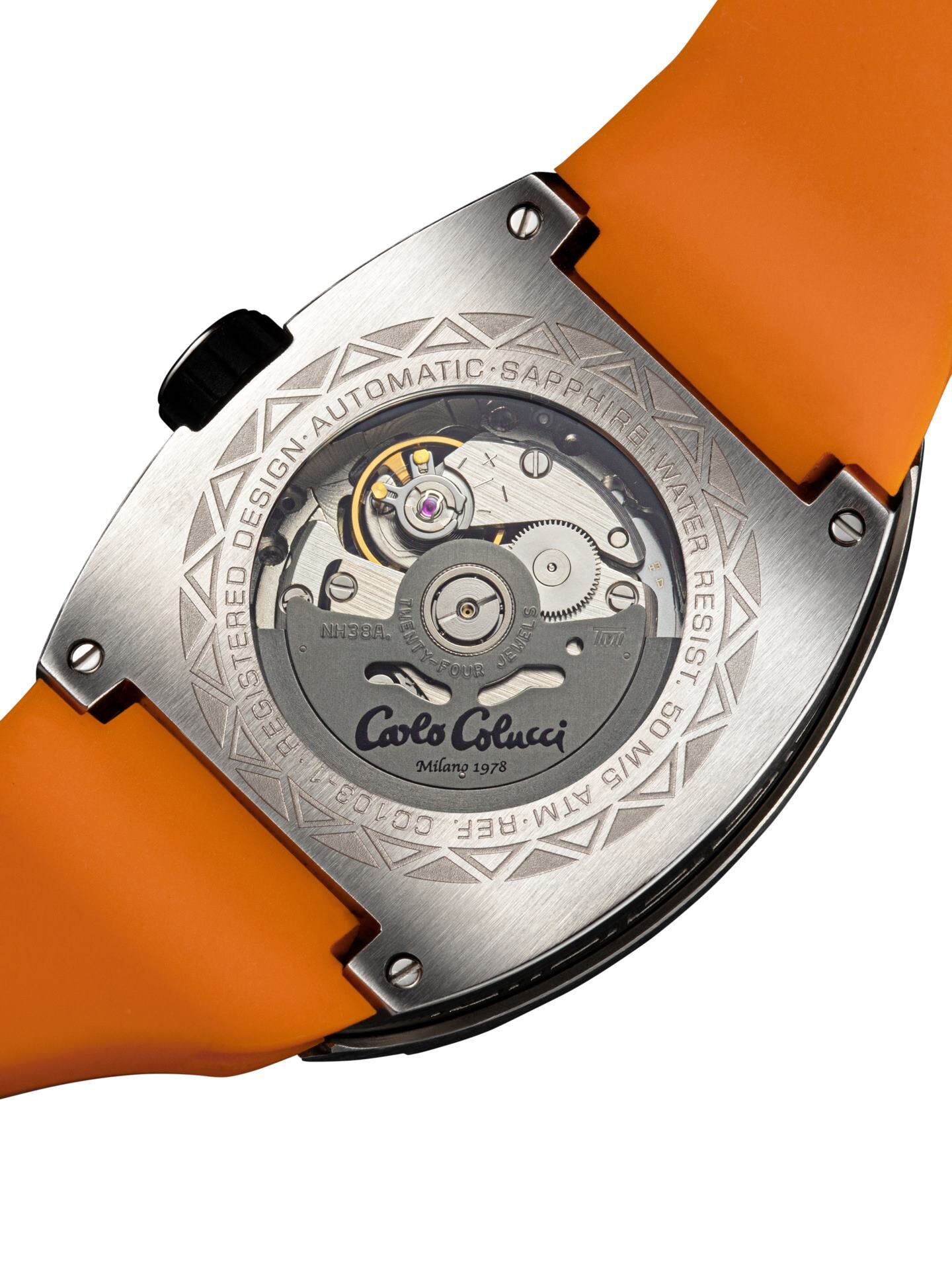 Stainless steel watch with silicone strap | Orange | CC-103-1-751