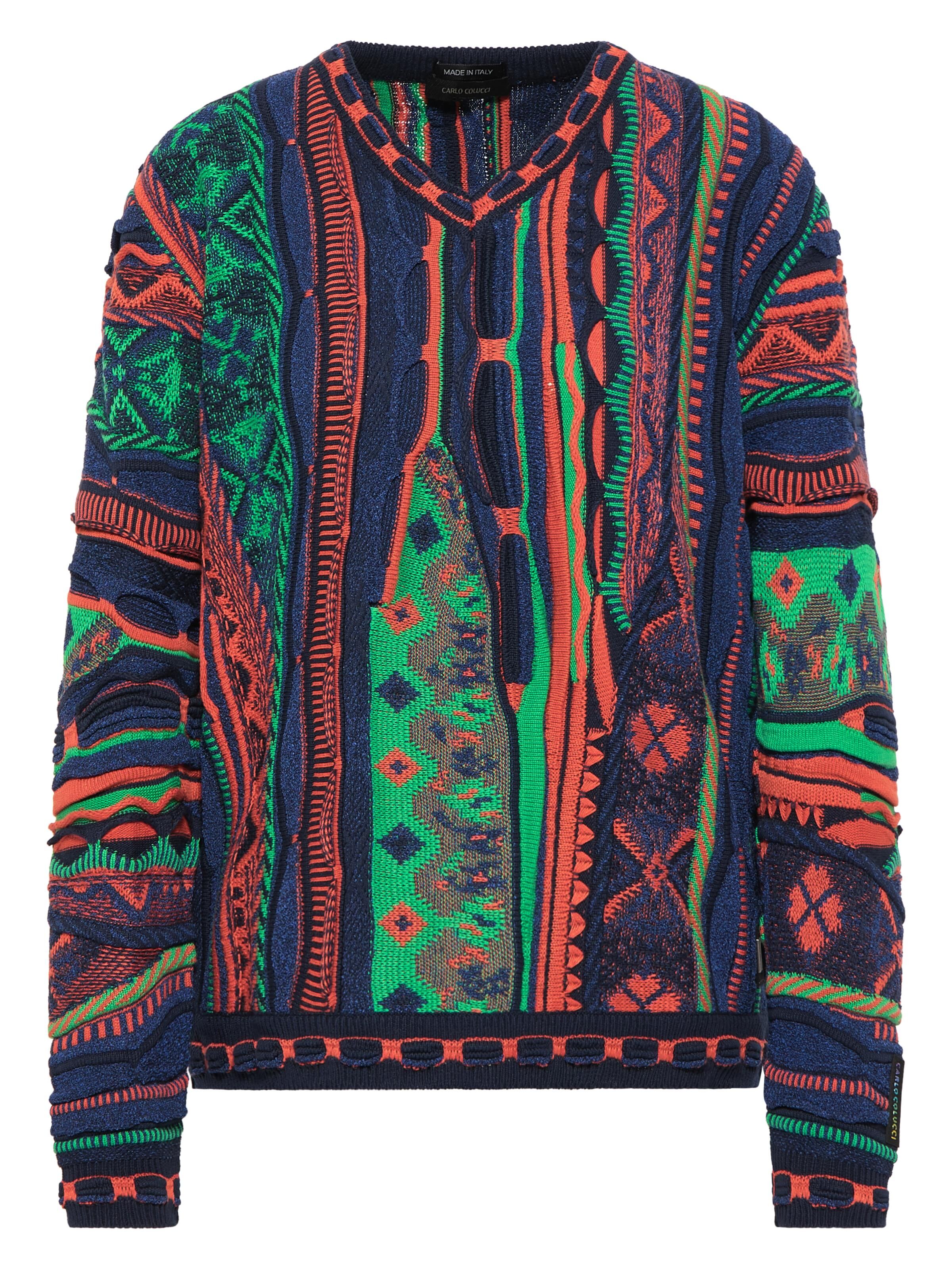 Jacquard sweater with V-neck