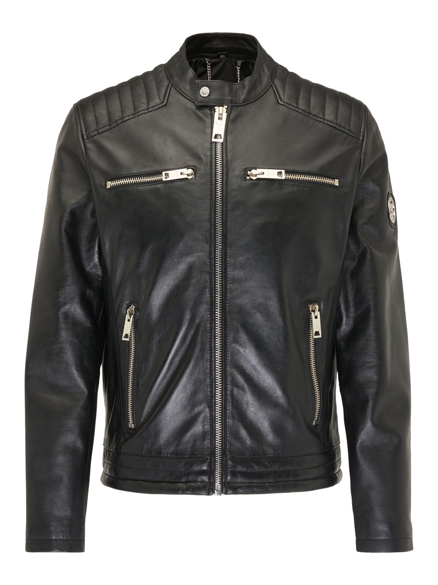  Men's biker leather jacket -Bento-, black