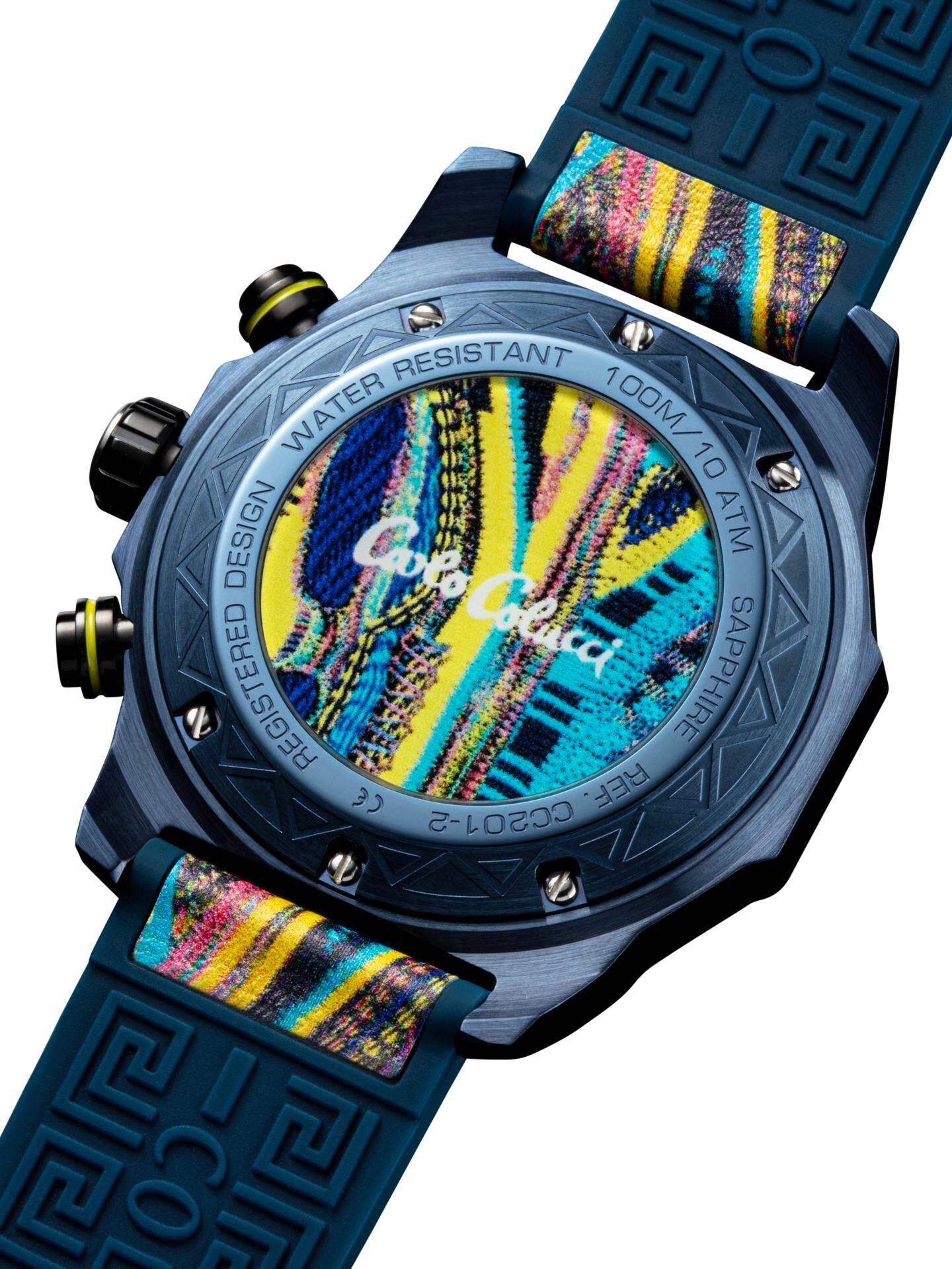 Round stainless steel watch with silicone strap | Multicolor | CC