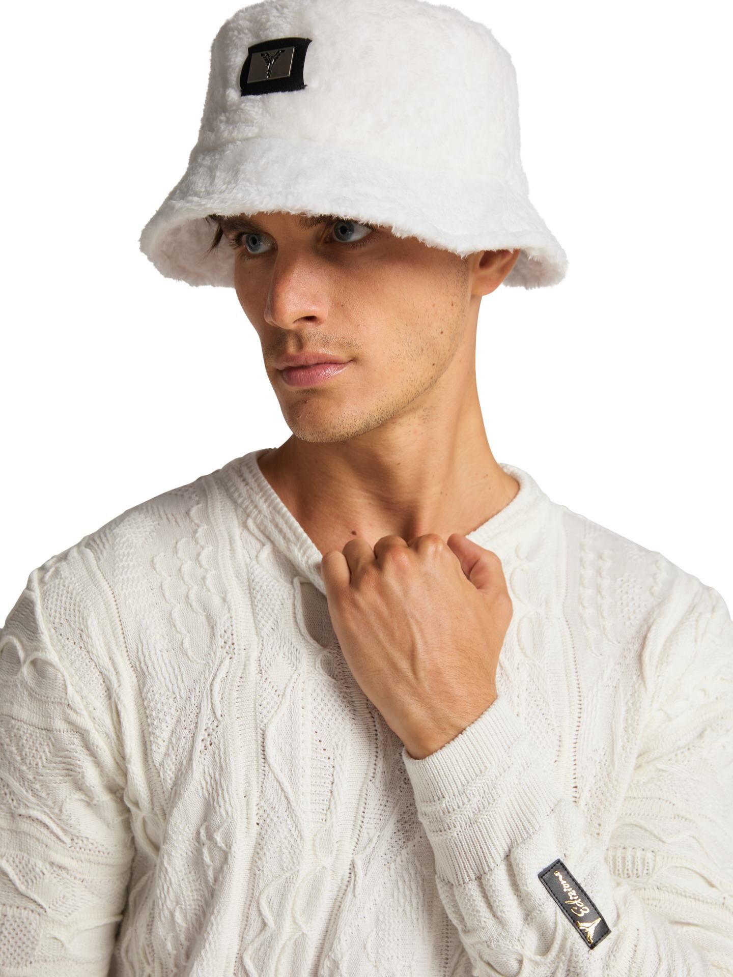 Unisex bucket hat in teddy-optic | White | L-XL | DAH-C1607-59-L-XL