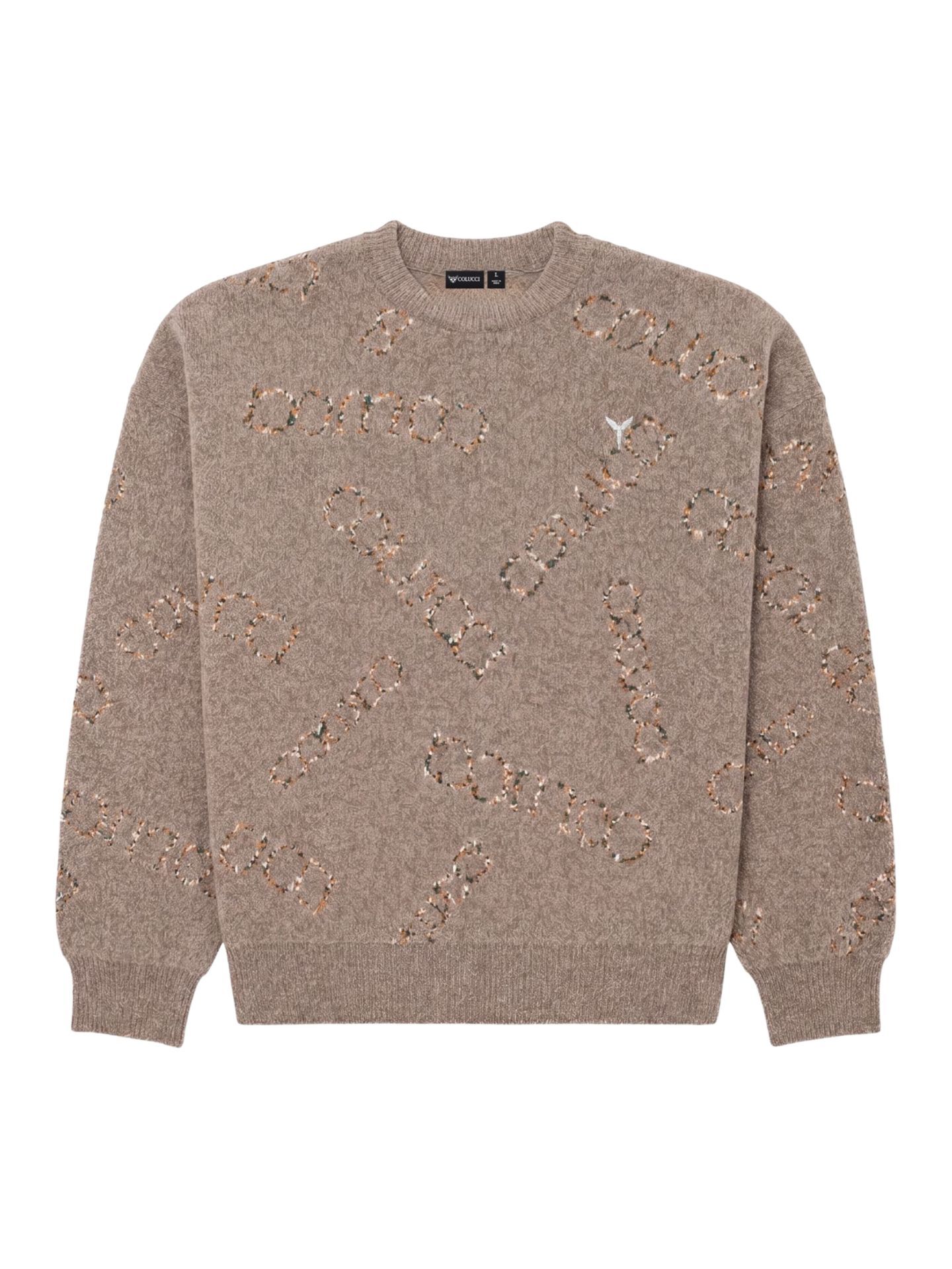 Carlo Colucci Chenille Logo Jacquard Sweater - S Grau