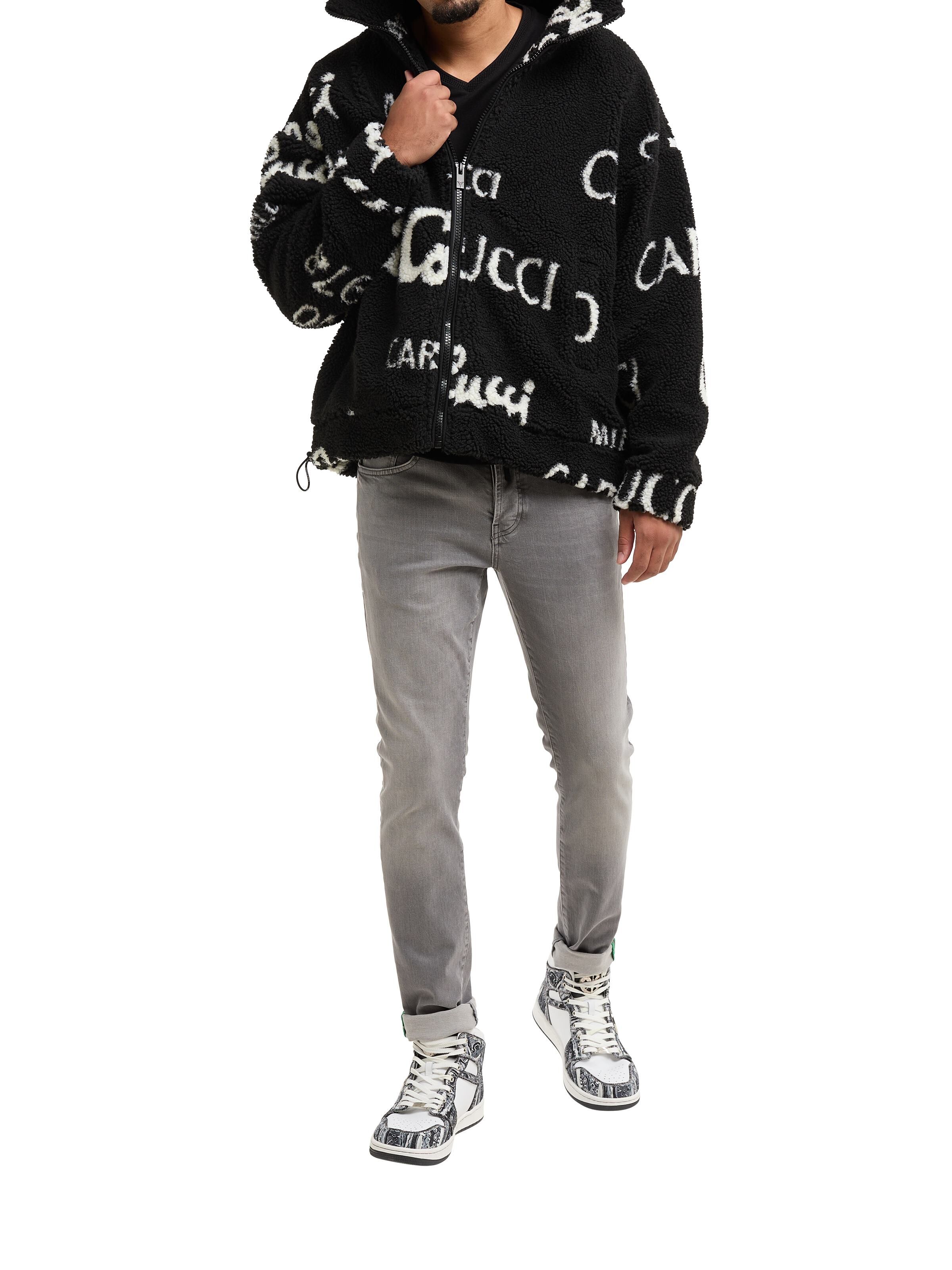 Jacquard teddy-fleece jacket | Black / White | L | CC-C6038-201-L