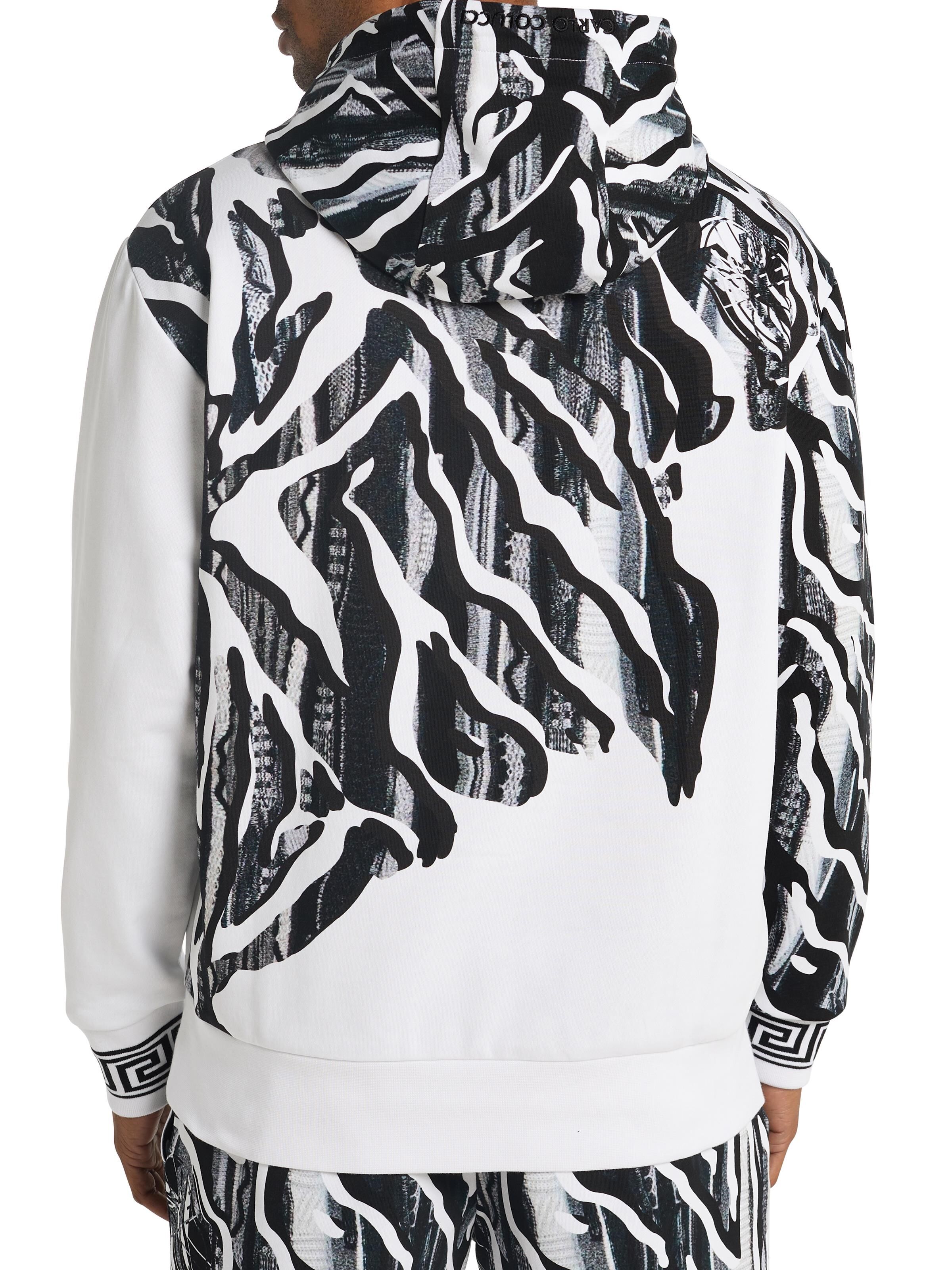 CRAZY PANEL HOODIE : MULTI99 サイズ2 Hoodie with pocket | White / Black | XXL | CC-C6029-292-XXL