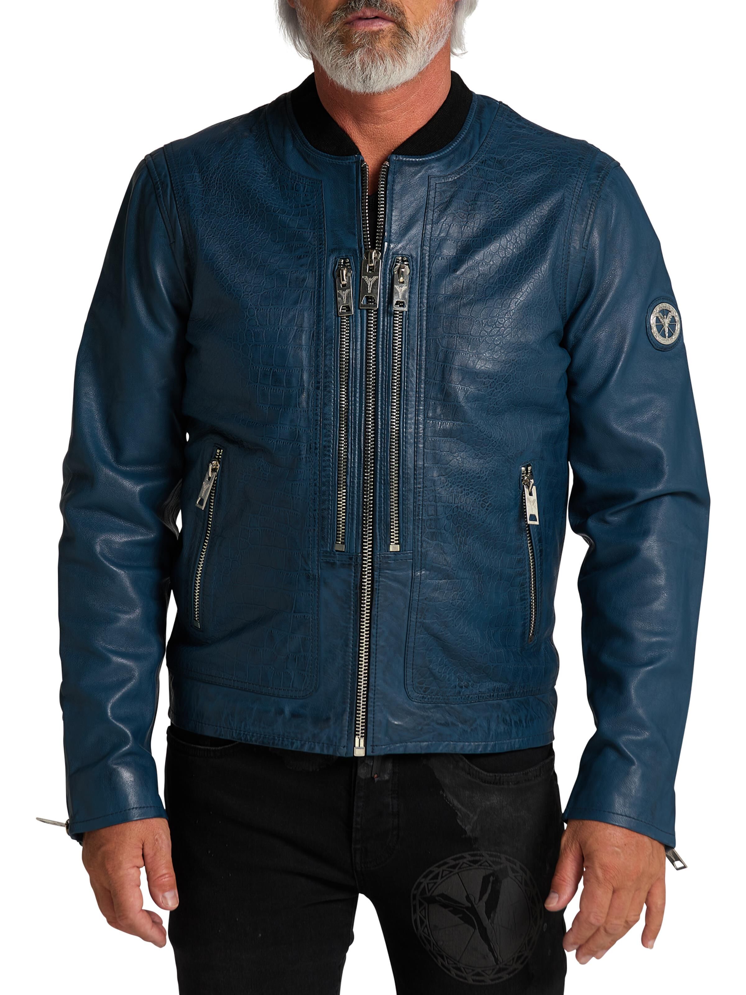 Men's leatherjacket in croco optic