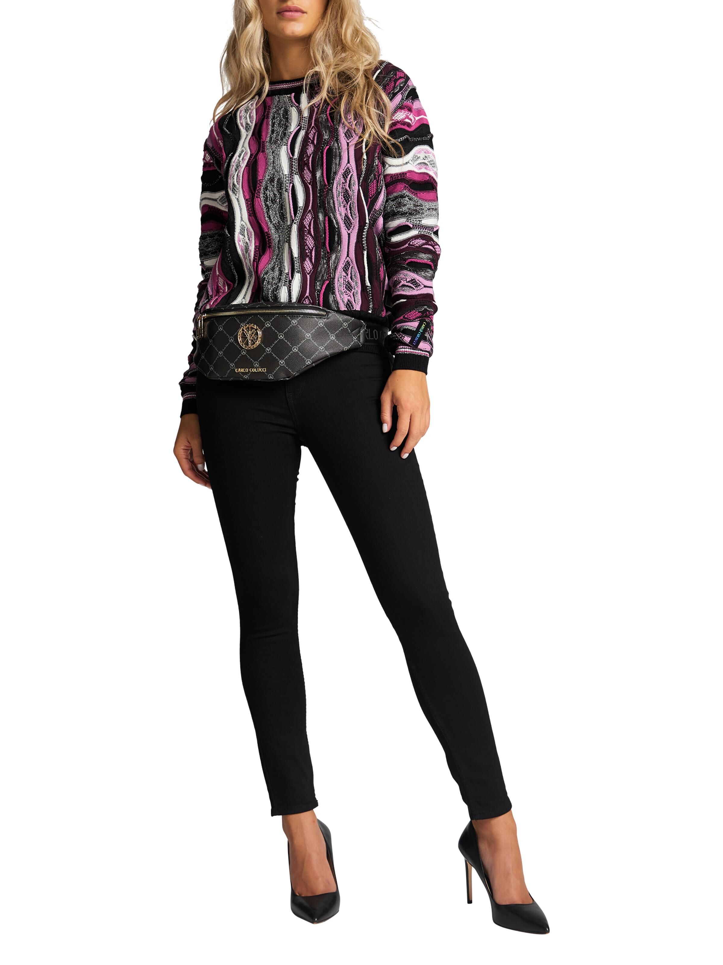 Women jacquard sweater | Anthracite / Violet | XS/34 | DAH-C8705