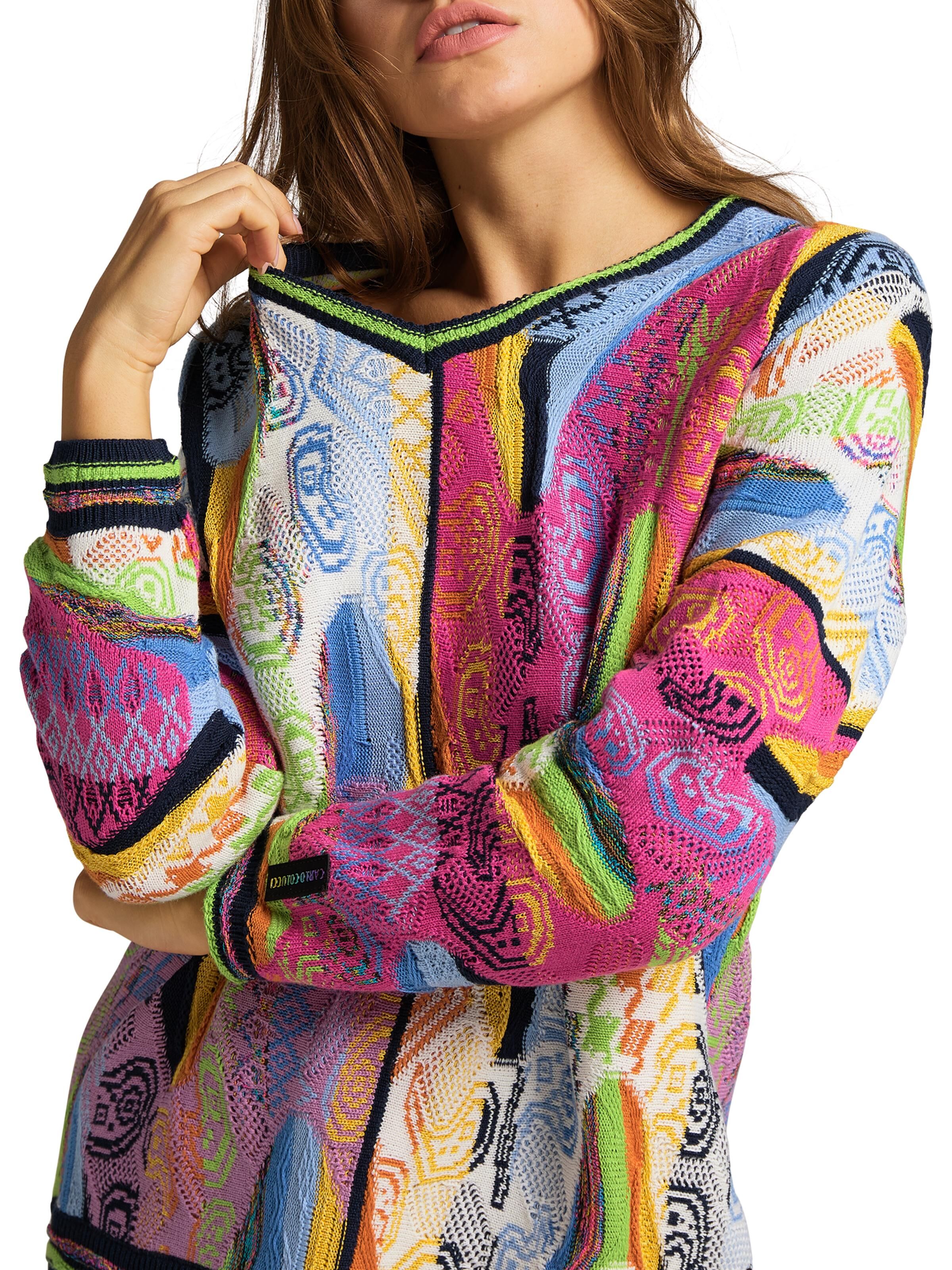 Jacquard Pullover mit V-Ausschnitt