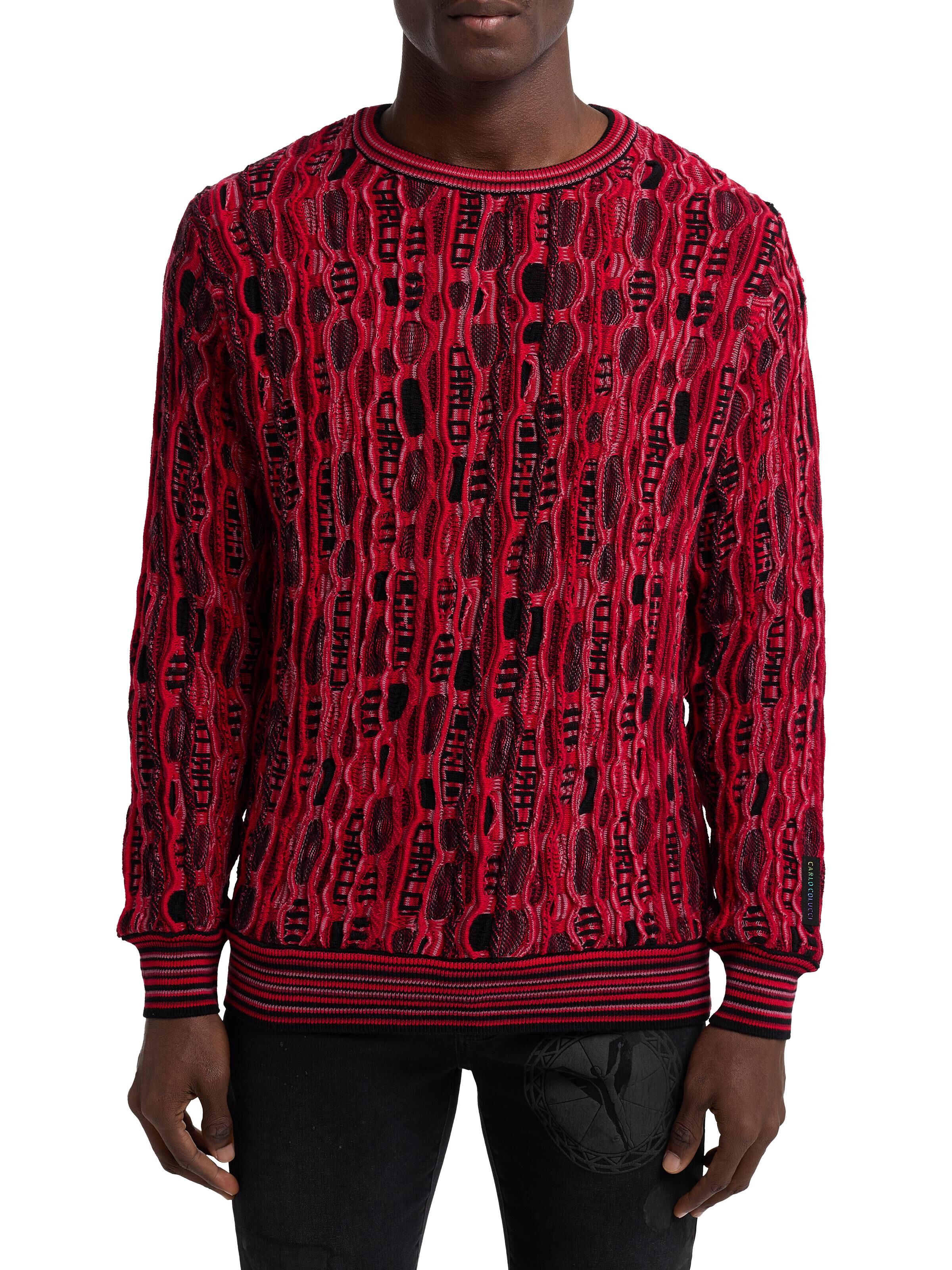 Rundhals Pullover Rot Schwarz 3XL CC-C8308-301-3XL