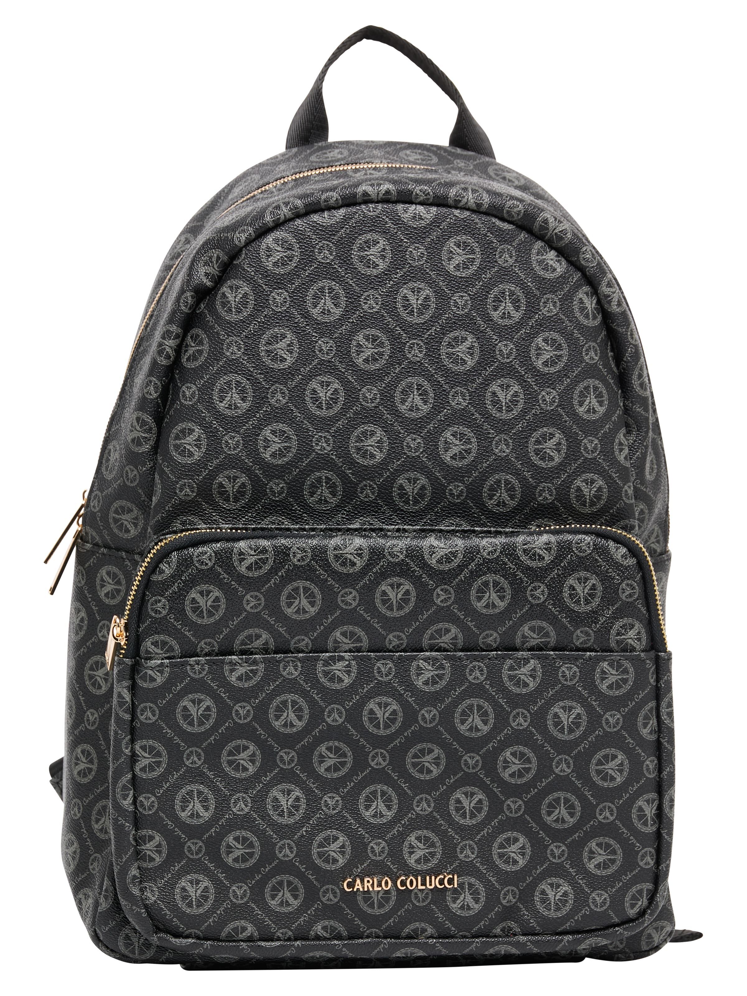 Carlo Colucci Rucksack mit Logoprint - Schwarz Schwarz