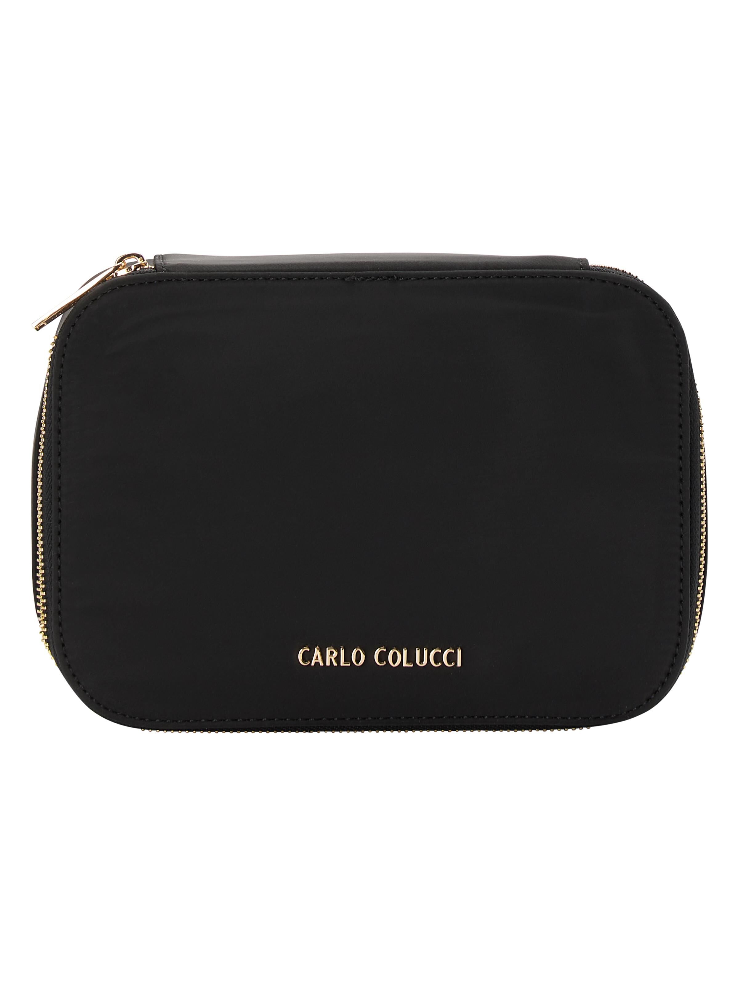 Carlo Colucci Flache Kosmetiktasche - Schwarz Schwarz
