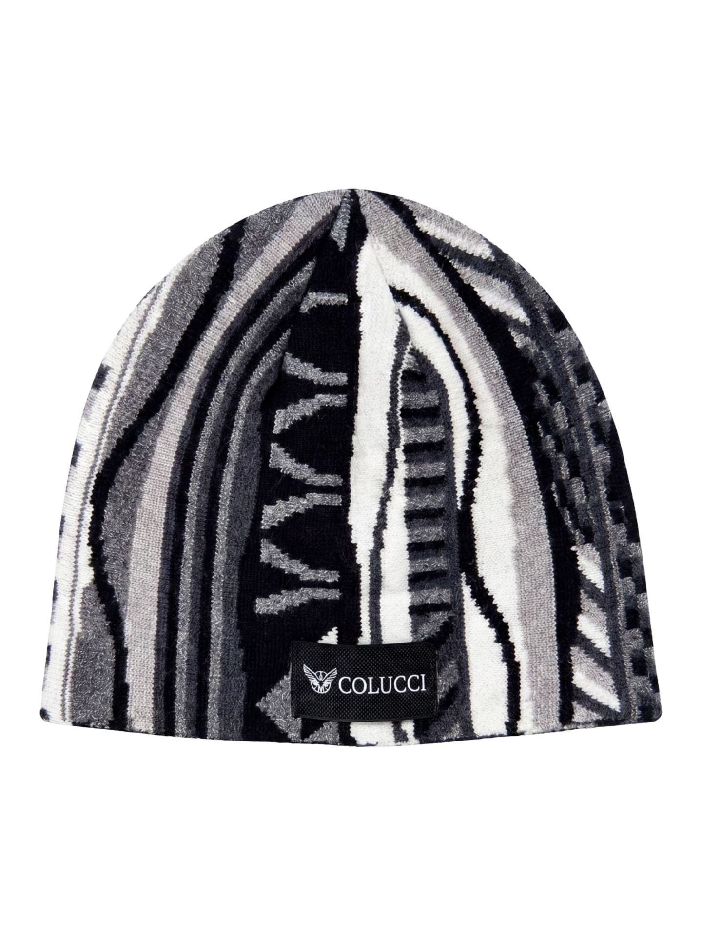 Carlo Colucci Flat Knit Skull Beanie - Black OS