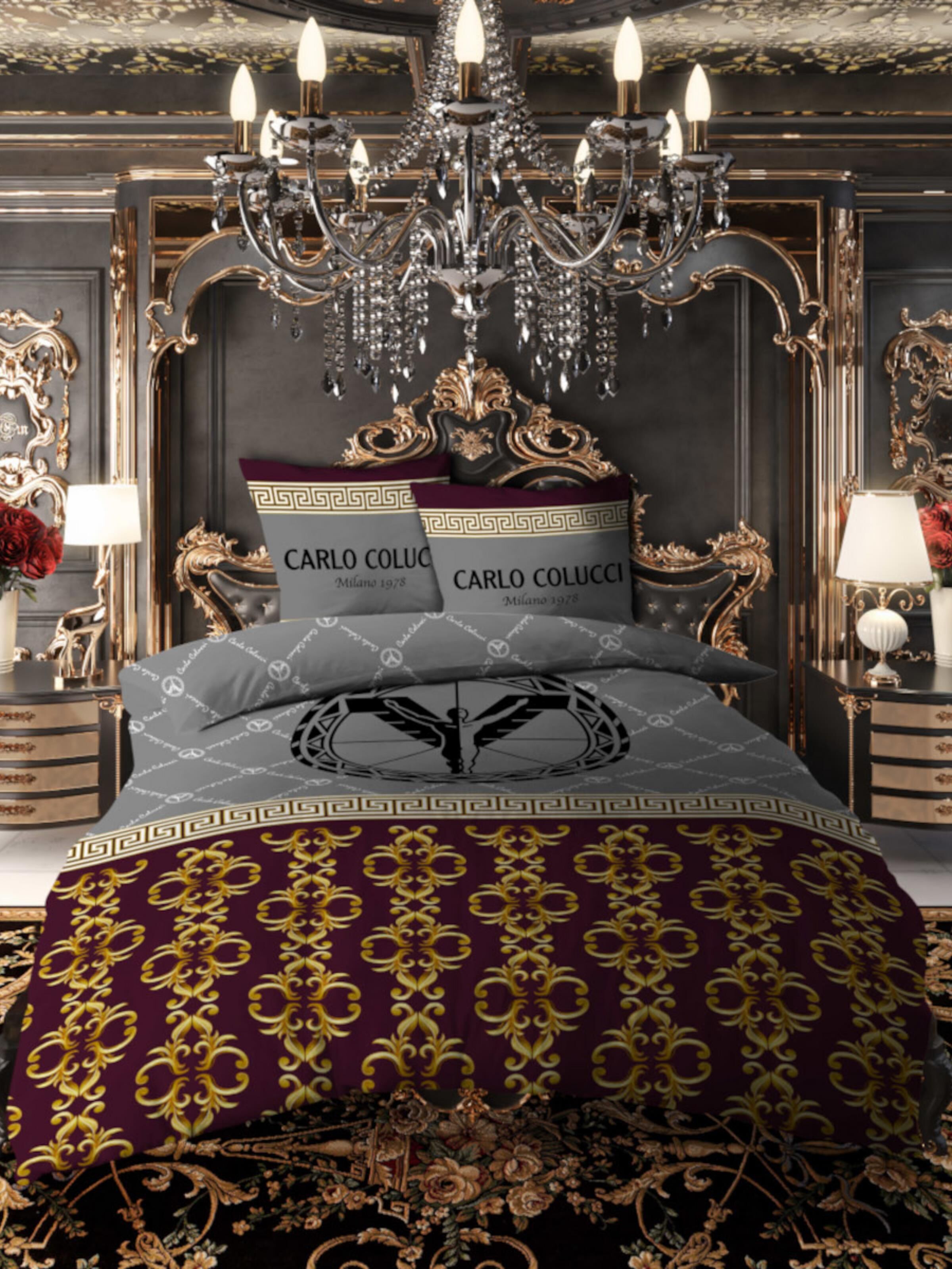 Bed linen with golden ornaments
