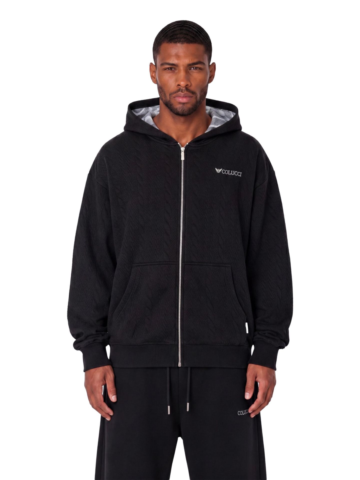  Sweatjacke mit bunter Kapuze