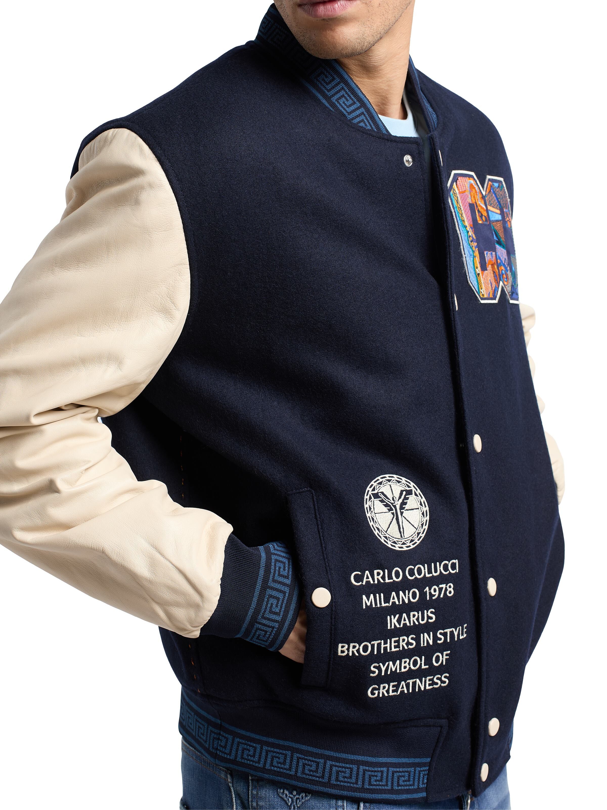 College leather-/wool blouson