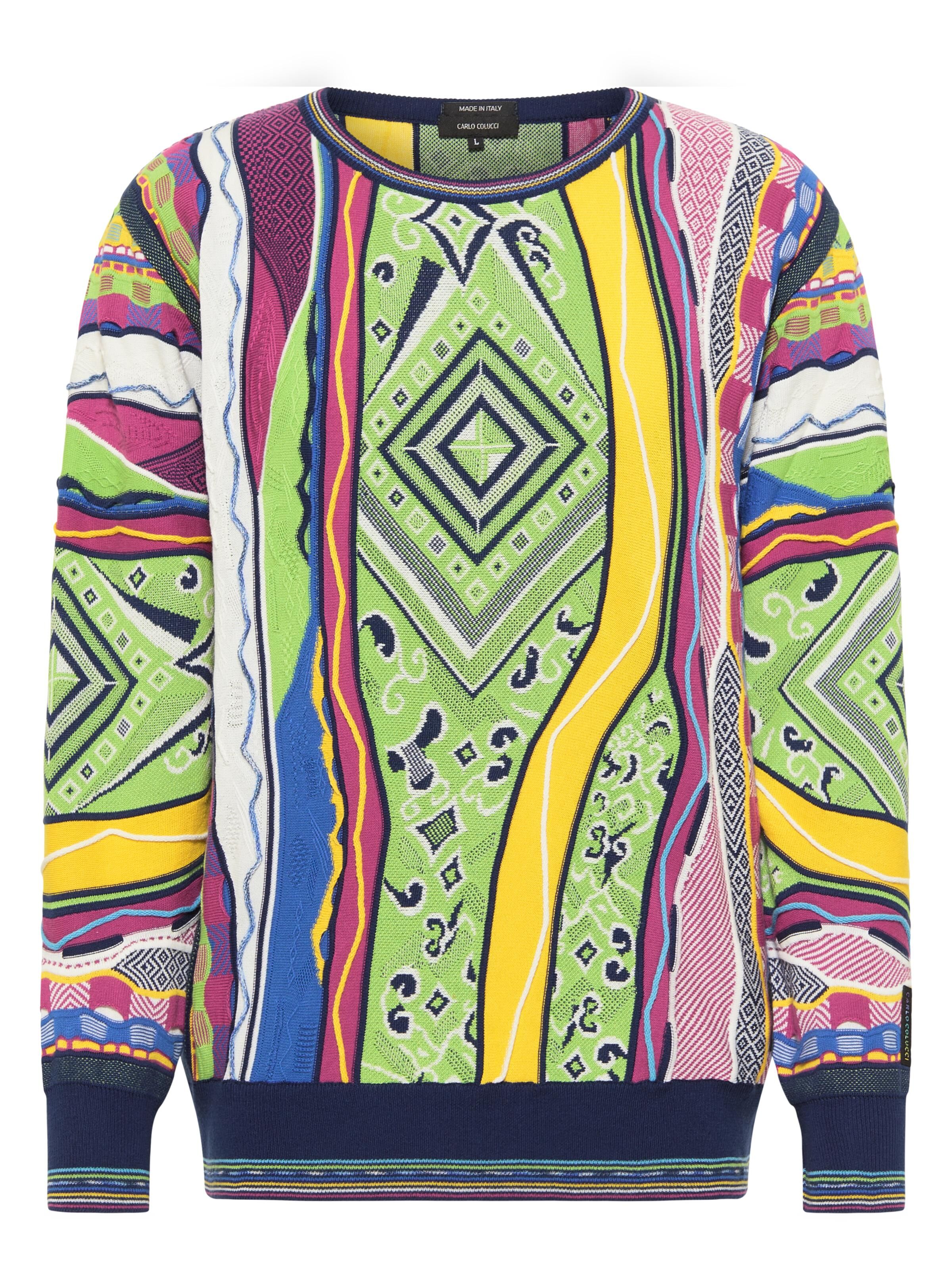 Knit sweater with rhombus