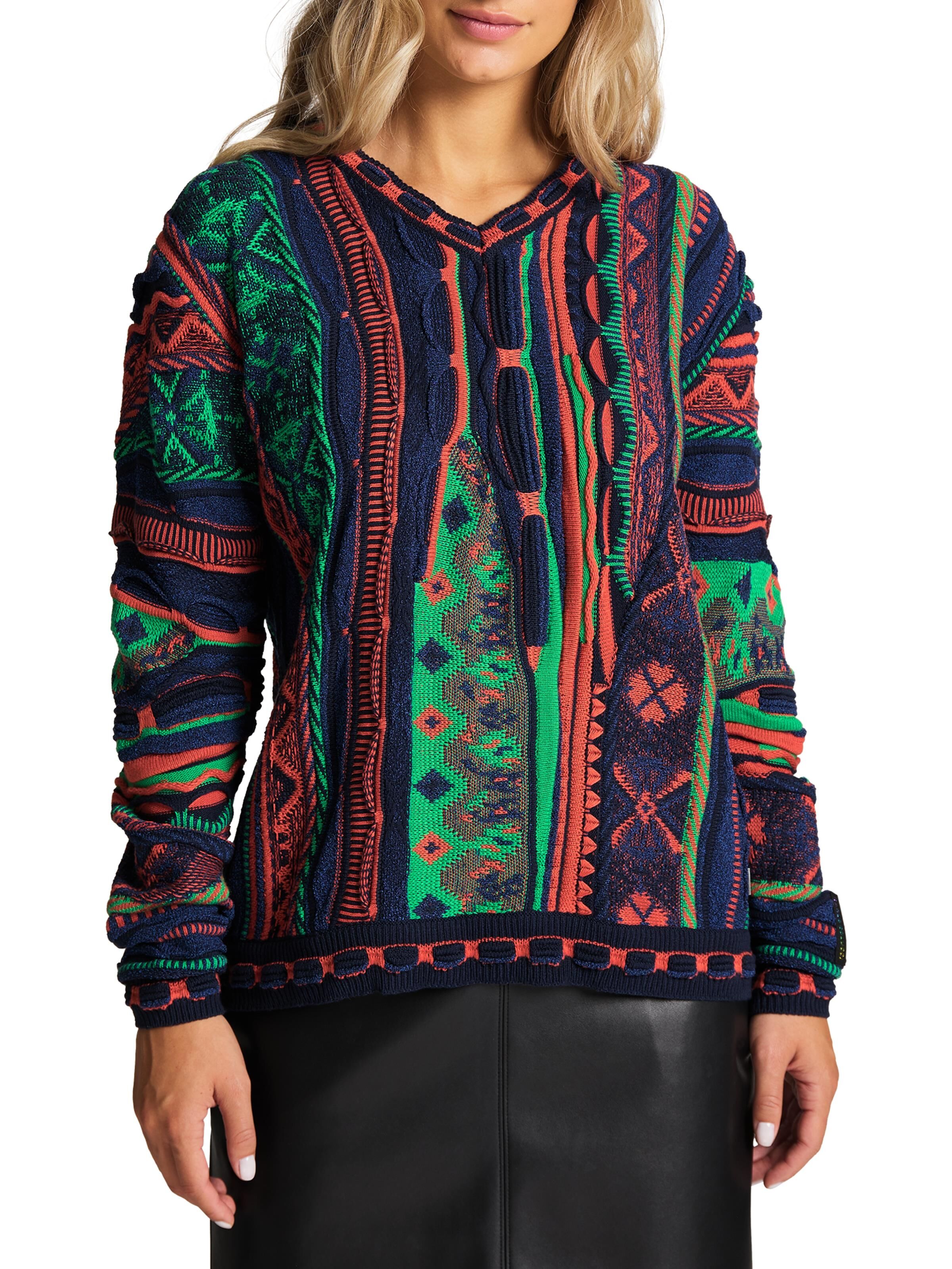 Jacquard sweater with V-neck