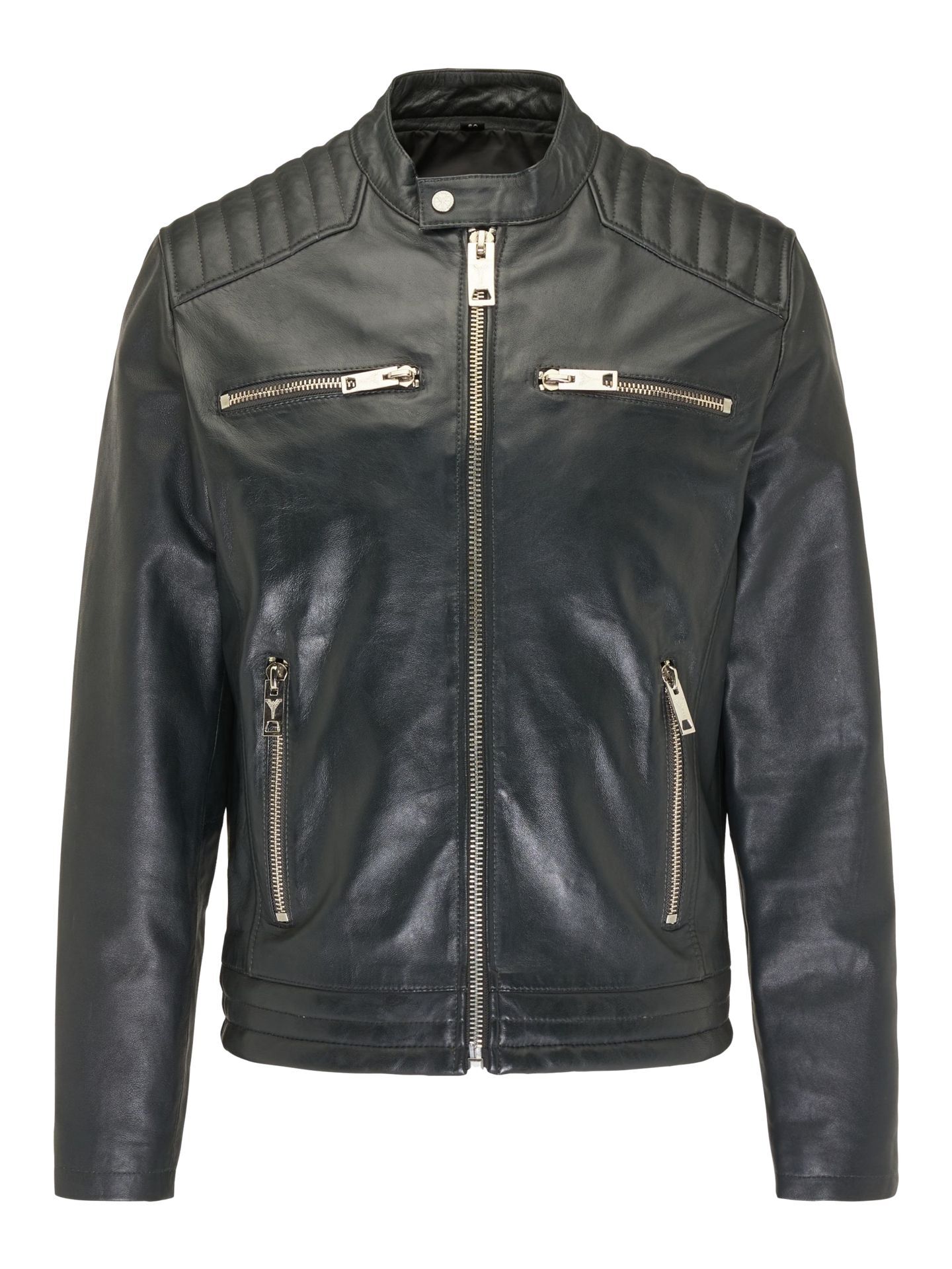  Herren Biker Lederjacke