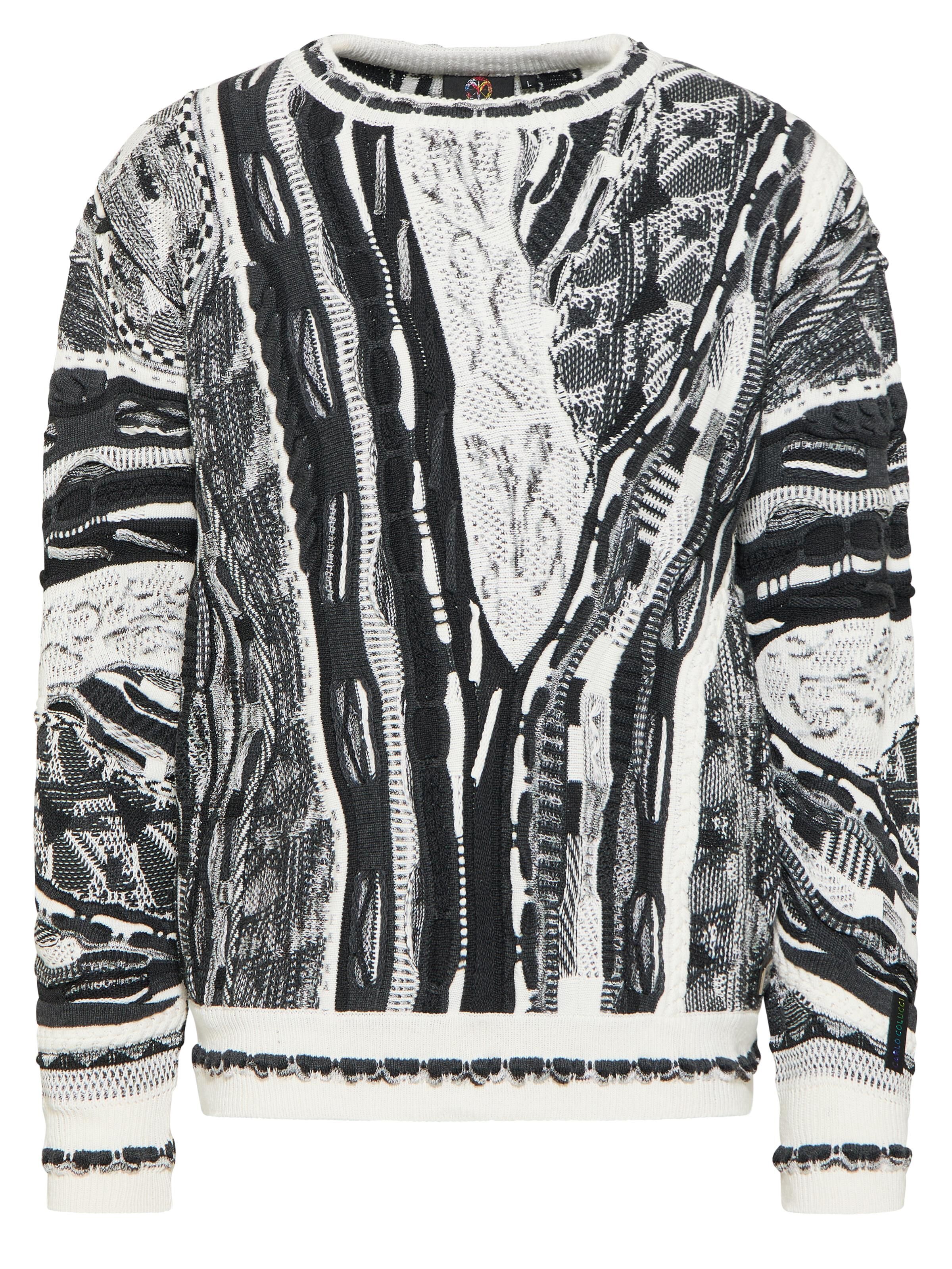 Carlo Colucci Jacquard Pullover - XXL Schwarz / Grau