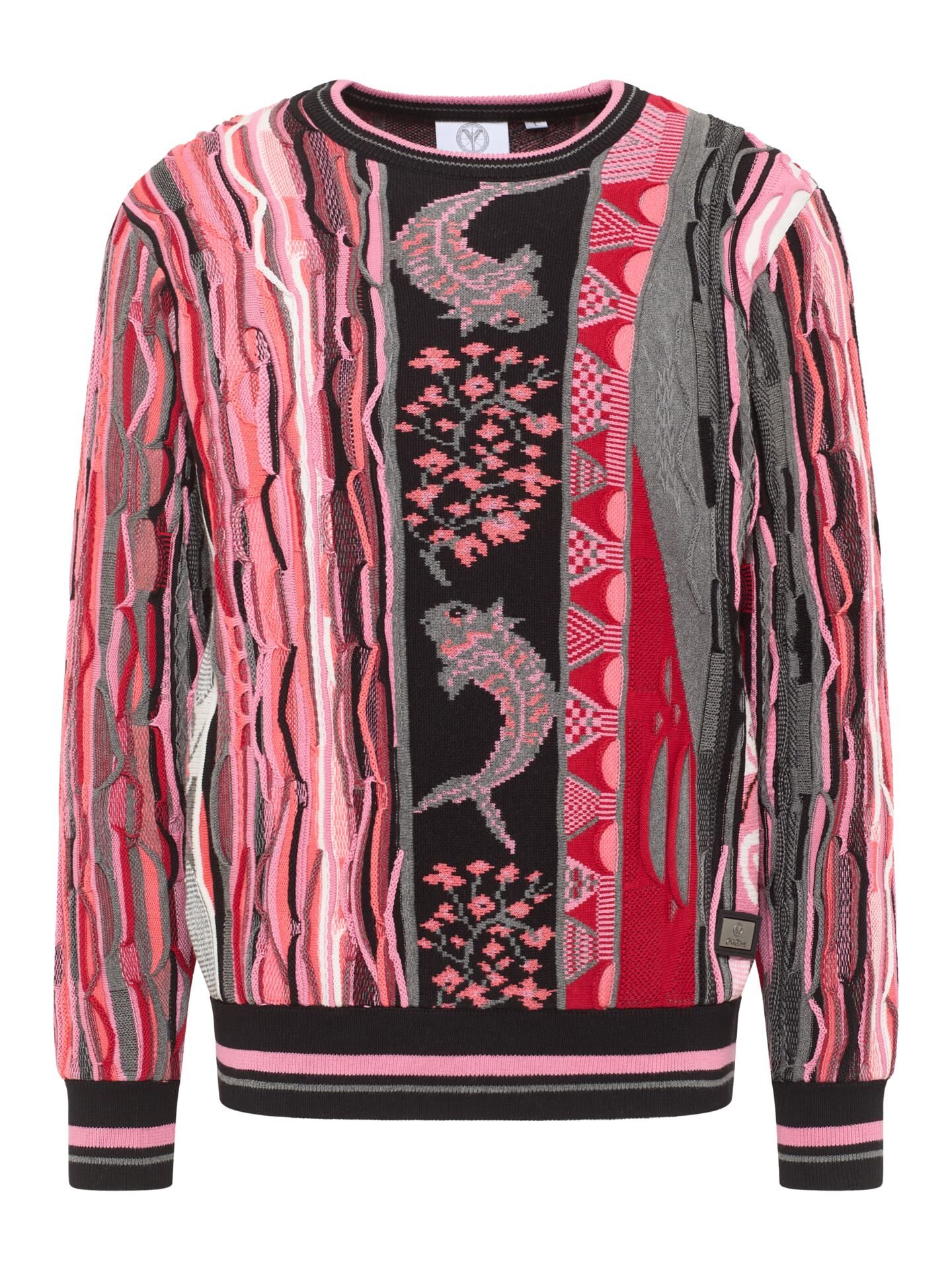 Carlo Colucci Unisex Pullover - From Milano to Tokyo - M Schwarz / Weiß / Pink
