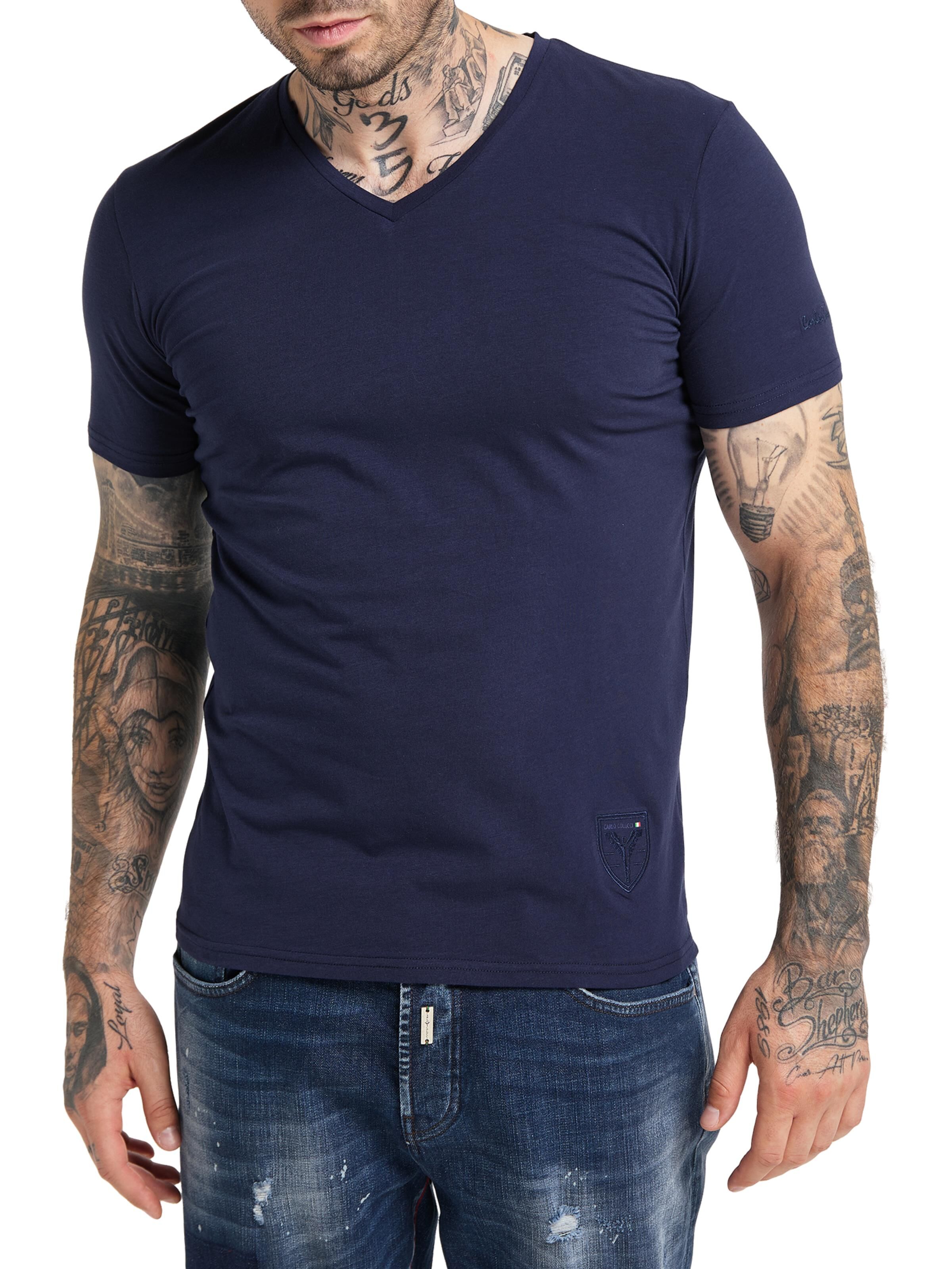 V-neck T-Shirt mit aufwendiger Stickerei